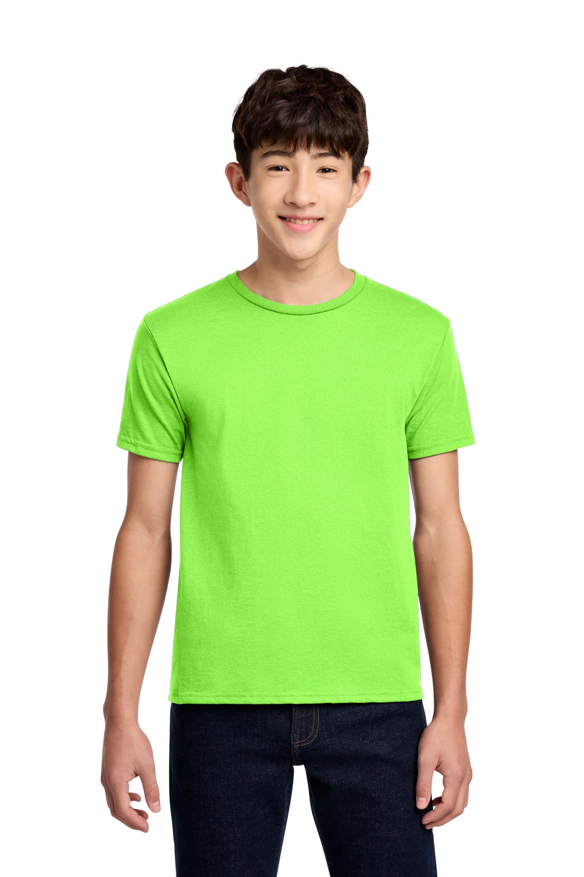 Custom Neon Green Youth Dri-Power 50/50 Cotton/Poly Tee 29B, personalized by SanCanDo Swag in Argyle, TX
