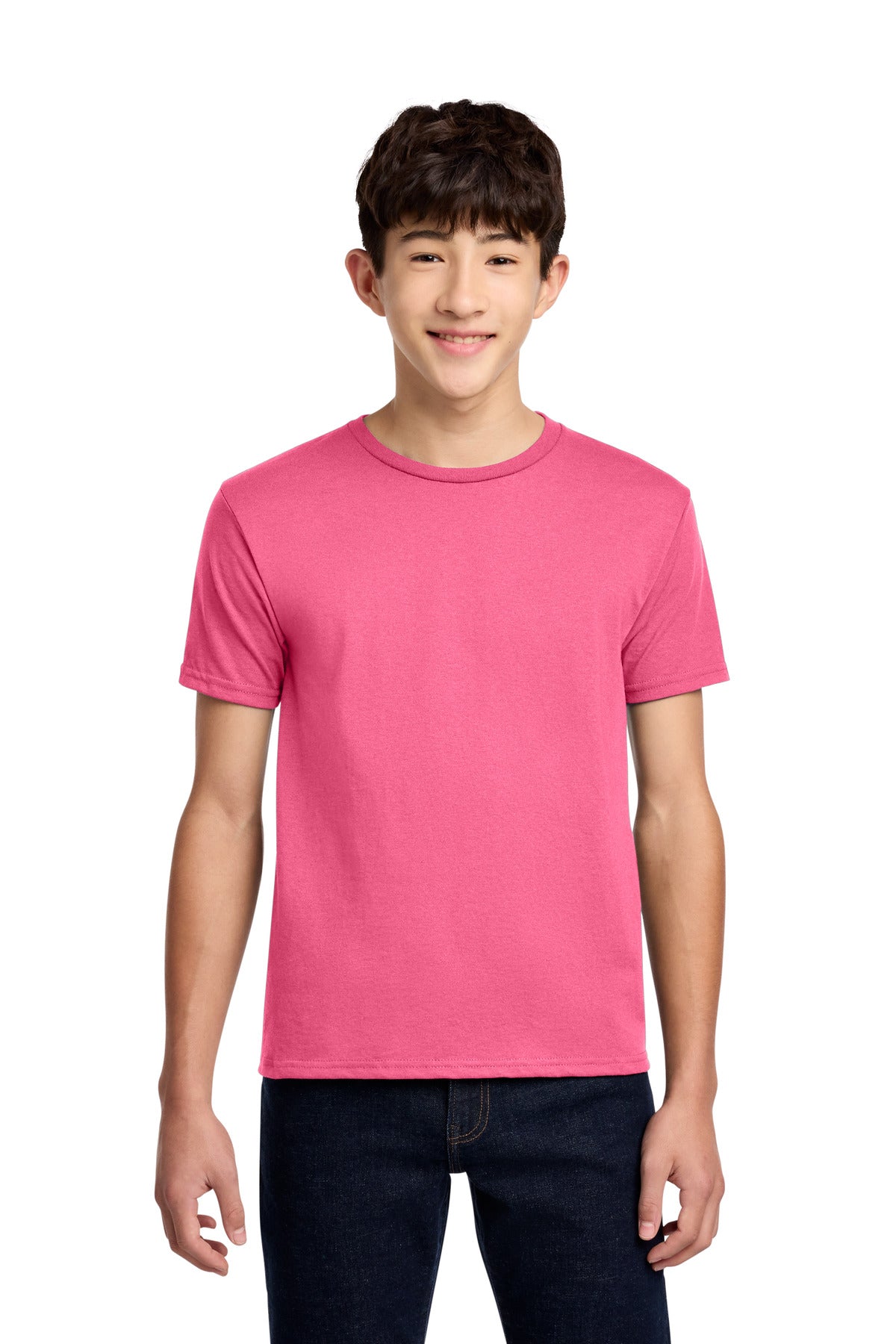 Custom Neon Pink Youth Dri-Power 50/50 Cotton/Poly Tee 29B, personalized by SanCanDo Swag in Argyle, TX