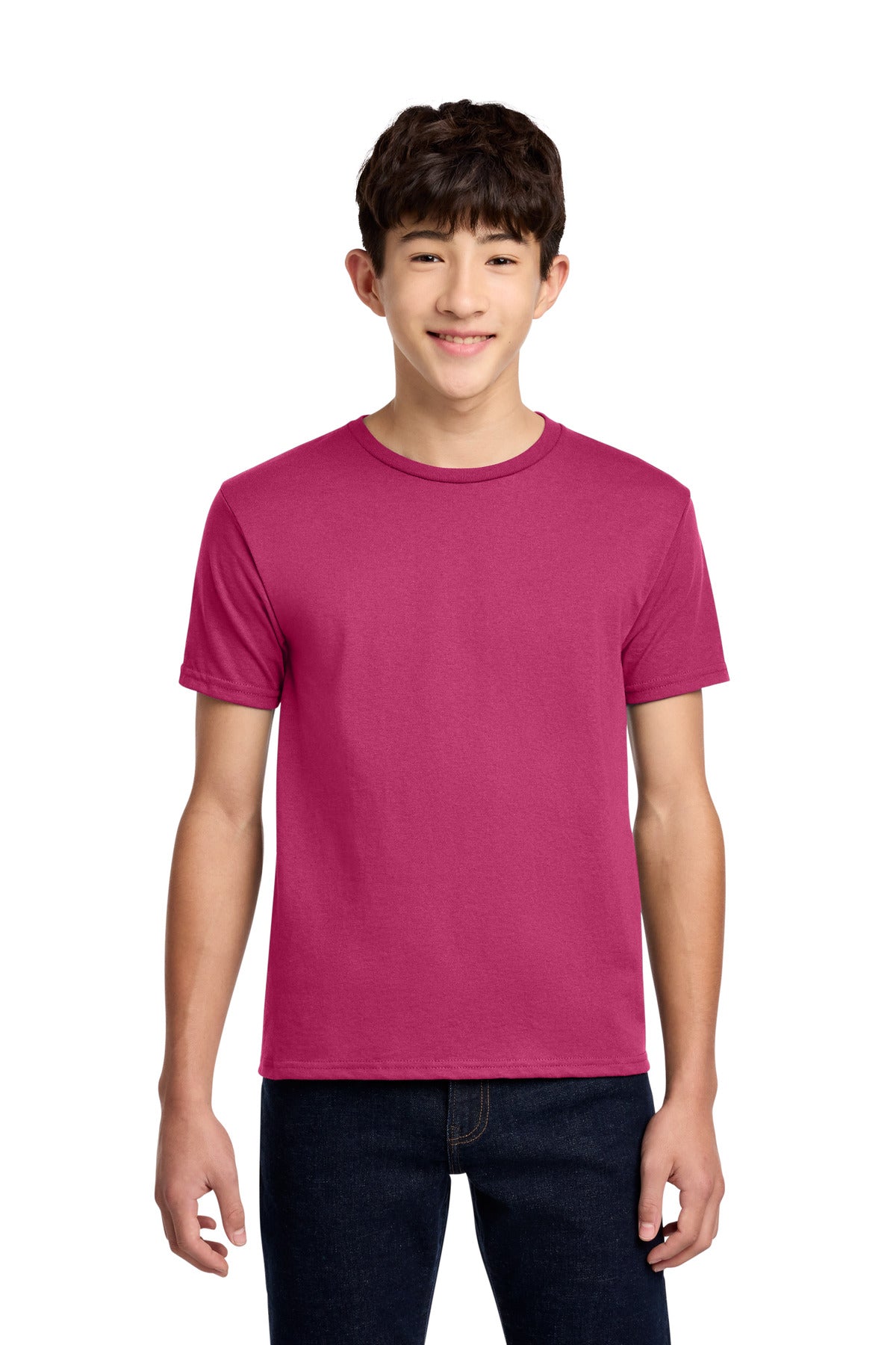 Custom Cyber Pink Youth Dri-Power 50/50 Cotton/Poly Tee 29B, personalized by SanCanDo Swag in Argyle, TX