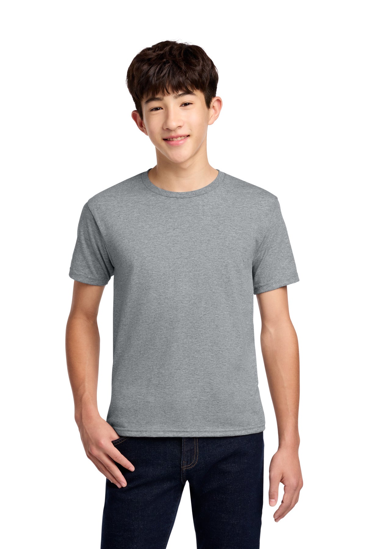 Custom Athletic Heather Youth Dri-Power 50/50 Cotton/Poly Tee 29B, personalized by SanCanDo Swag in Argyle, TX