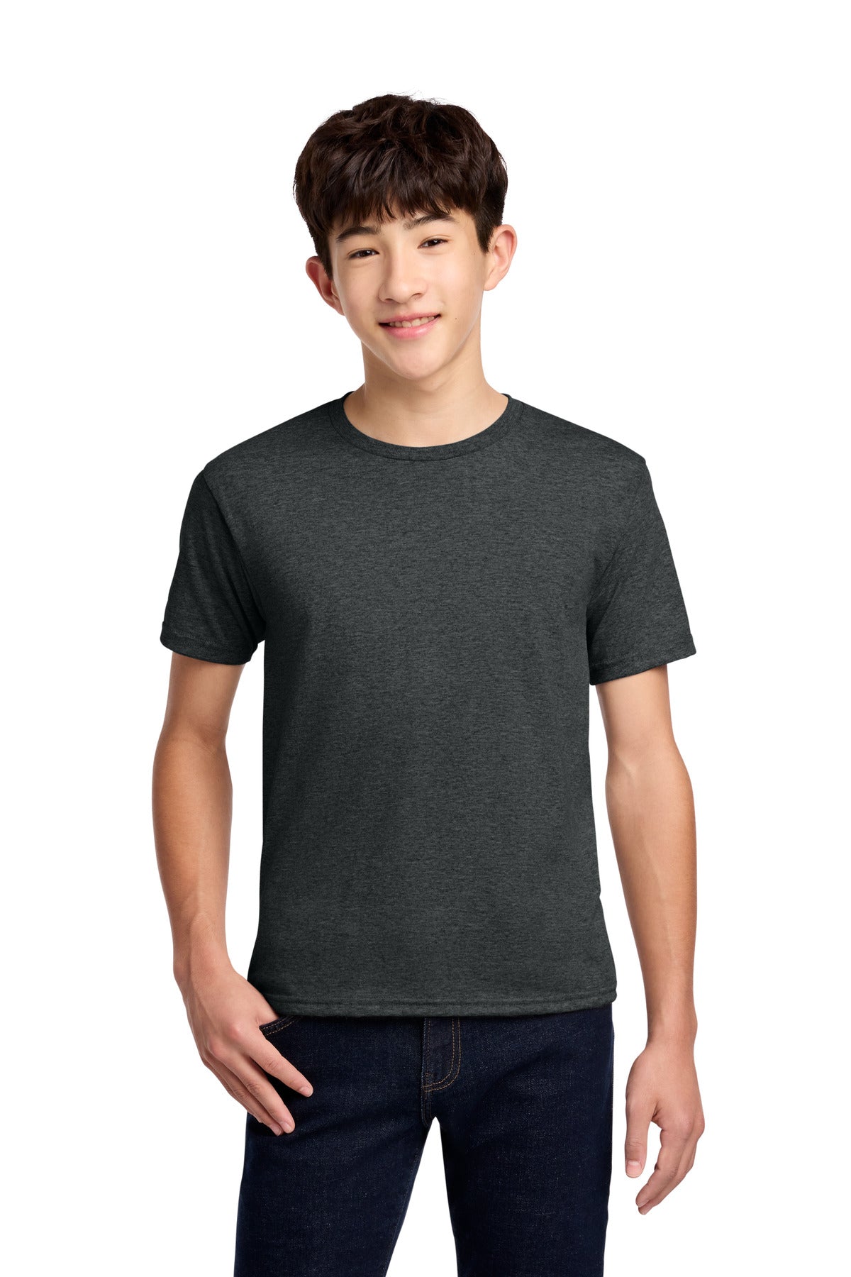 Custom Black Heather Youth Dri-Power 50/50 Cotton/Poly Tee 29B, personalized by SanCanDo Swag in Argyle, TX
