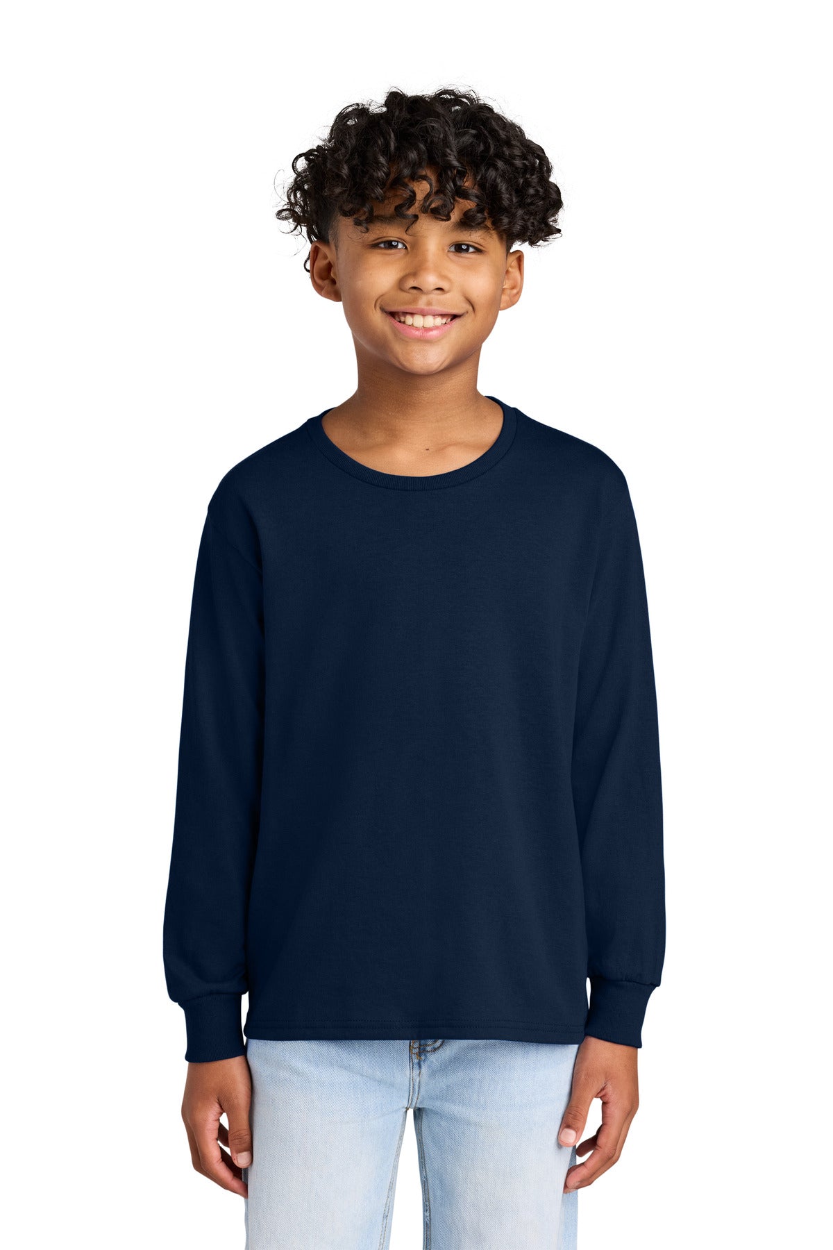 Custom J. Navy Dri-Power 50/50 Cotton/Poly Long Sleeve 29BL, personalized by SanCanDo Swag in Argyle, TX