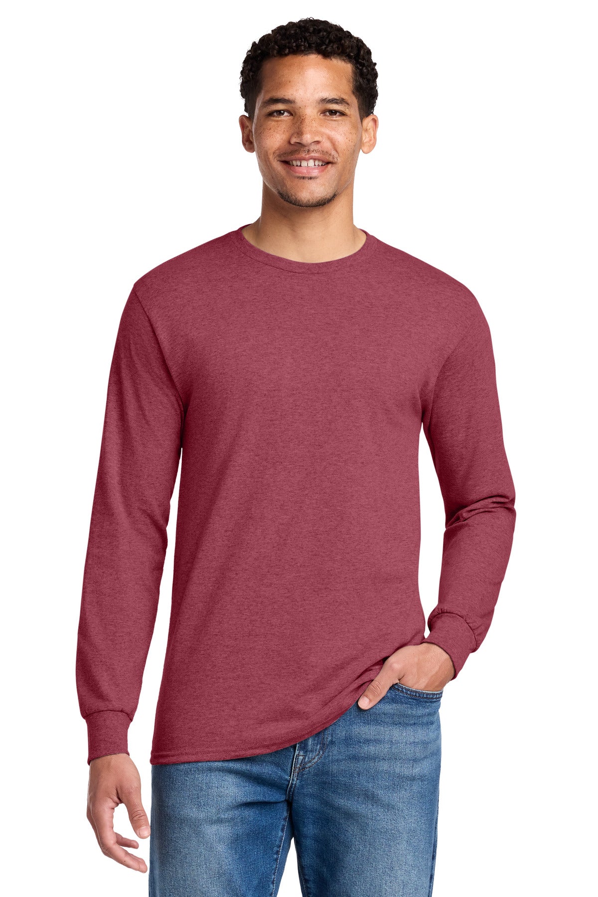 Custom Vintage Heather Red Cotton/Poly Long Sleeve Tee 29LS, personalized by SanCanDo Swag in Argyle, TX