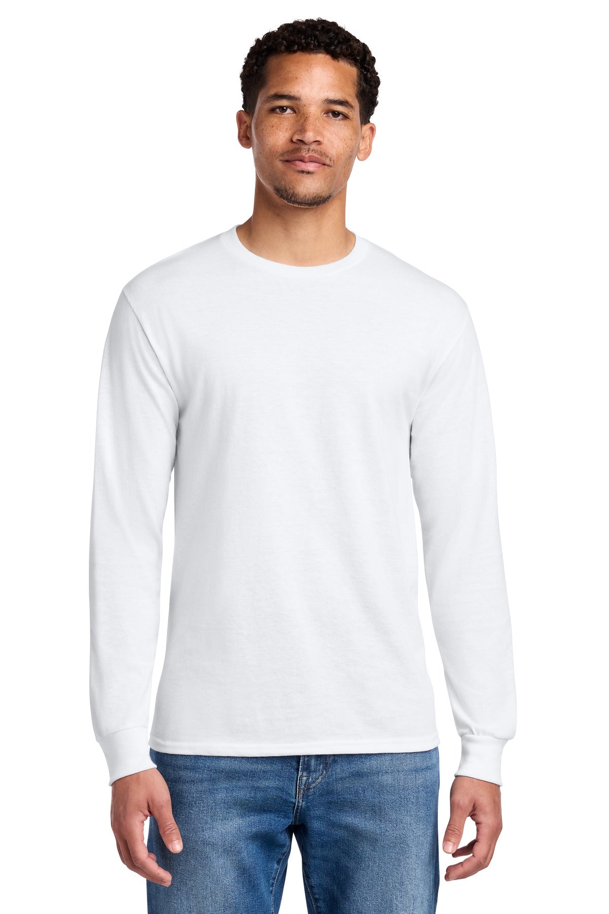 Custom White Cotton/Poly Long Sleeve Tee 29LS, personalized by SanCanDo Swag in Argyle, TX