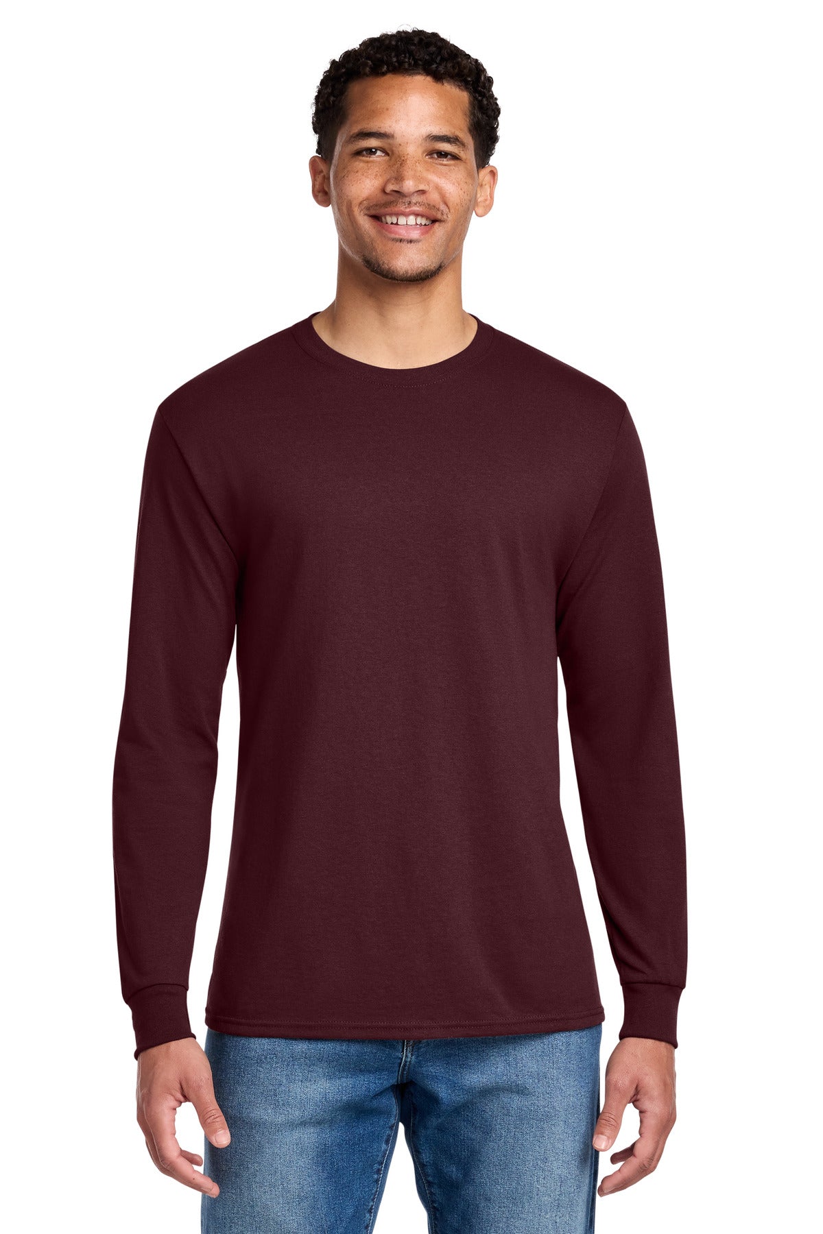 Custom Maroon Cotton/Poly Long Sleeve Tee 29LS, personalized by SanCanDo Swag in Argyle, TX