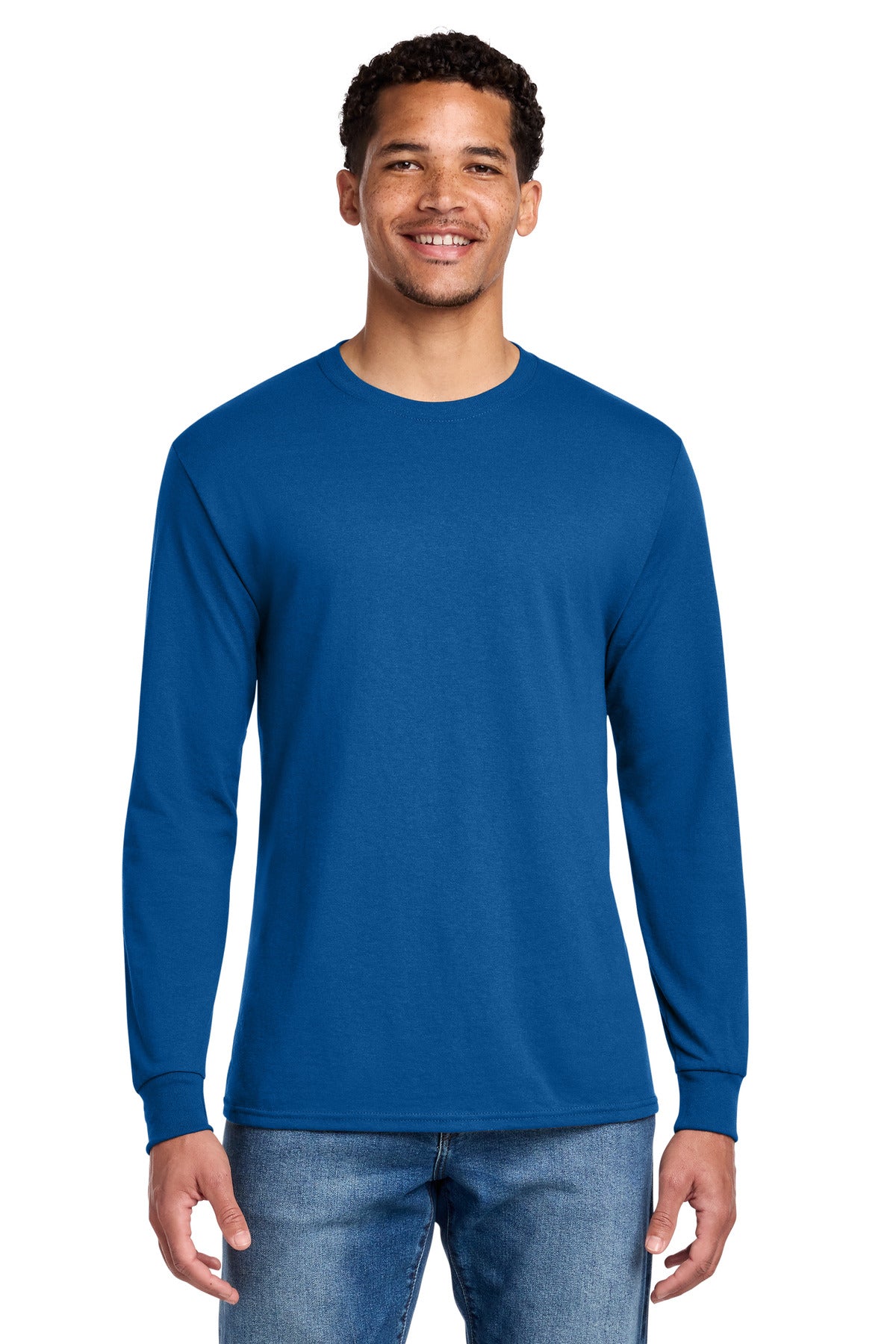 Custom Royal Cotton/Poly Long Sleeve Tee 29LS, personalized by SanCanDo Swag in Argyle, TX