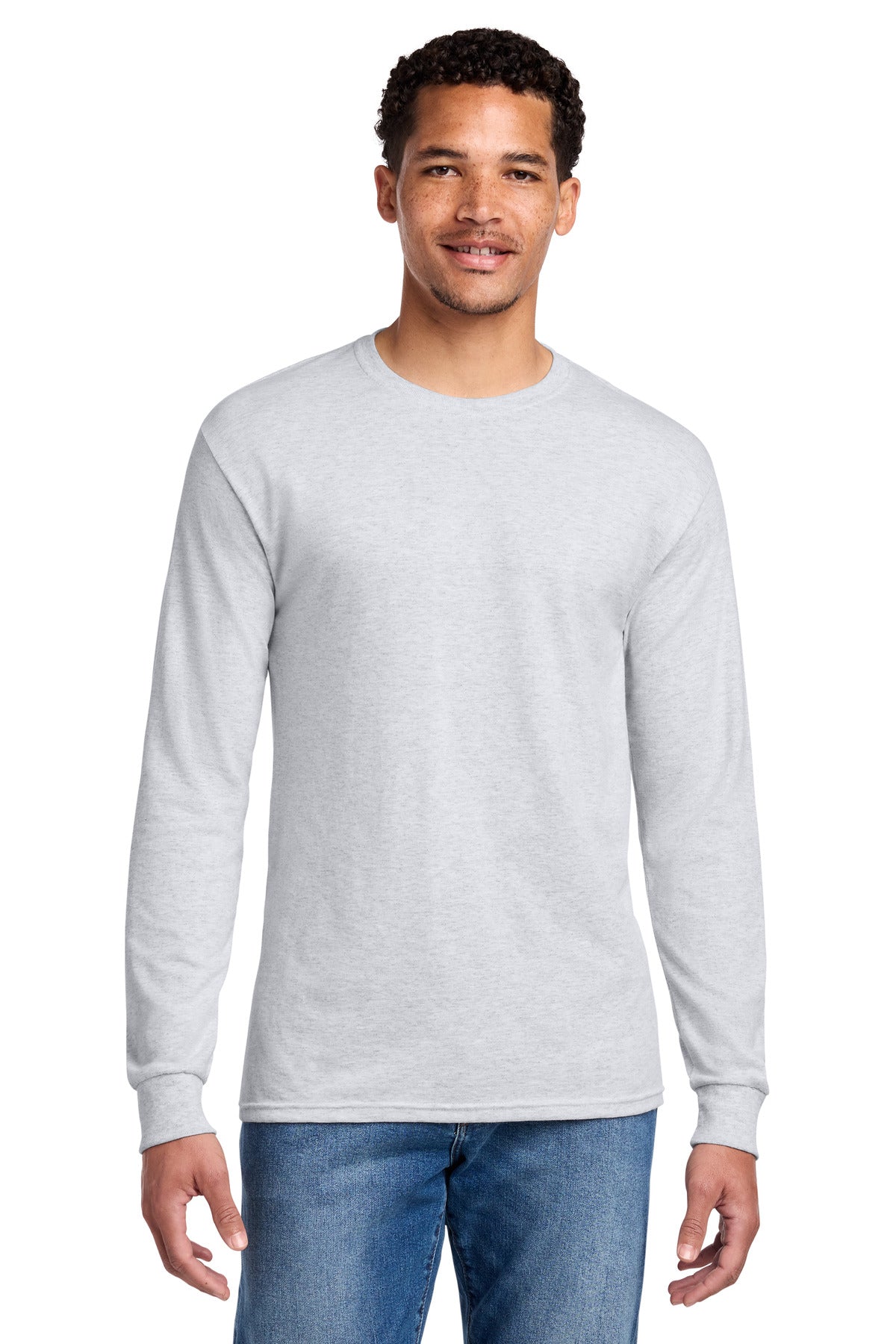 Custom Ash Cotton/Poly Long Sleeve Tee 29LS, personalized by SanCanDo Swag in Argyle, TX