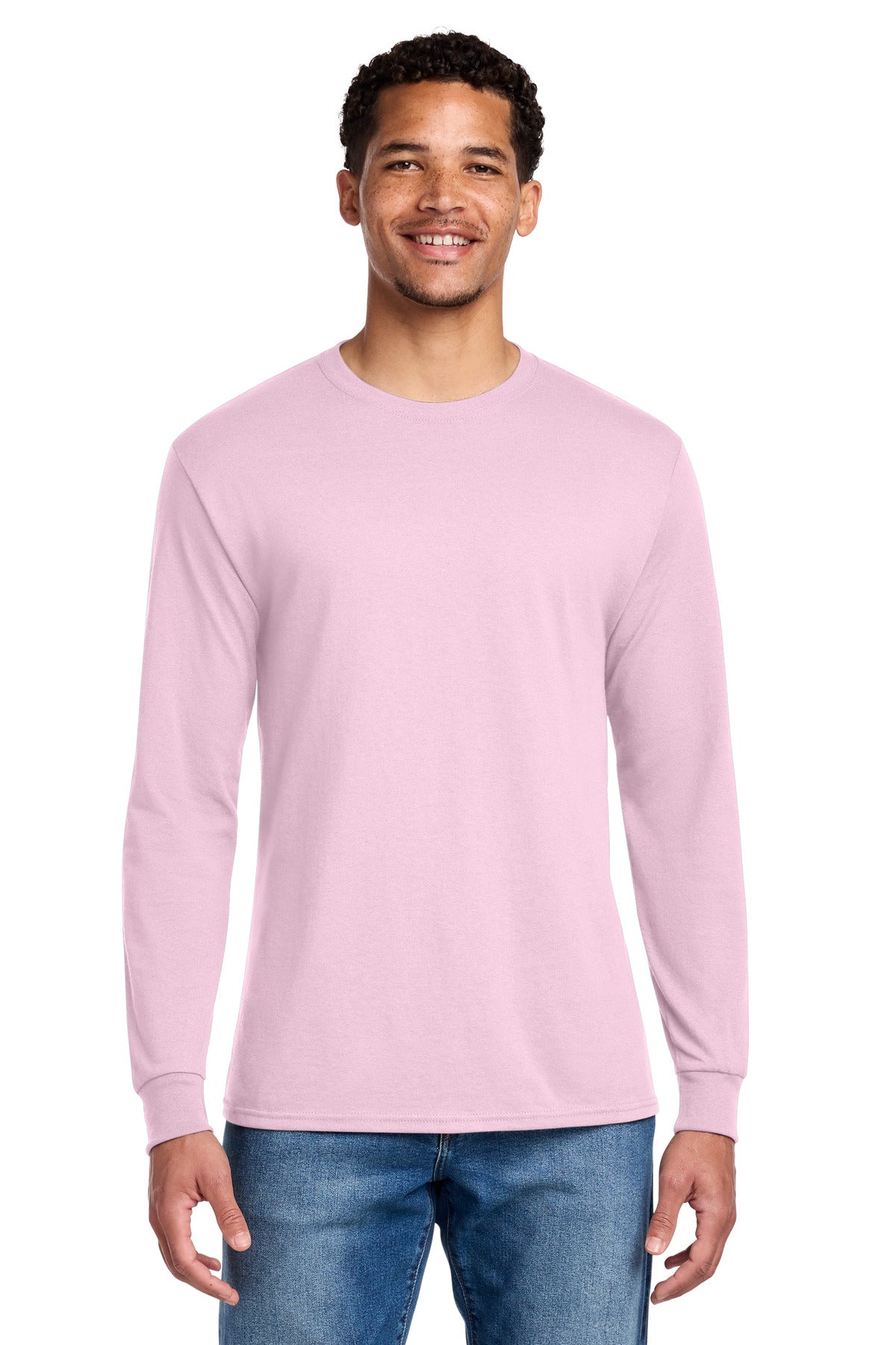 Custom Classic Pink Cotton/Poly Long Sleeve Tee 29LS, personalized by SanCanDo Swag in Argyle, TX