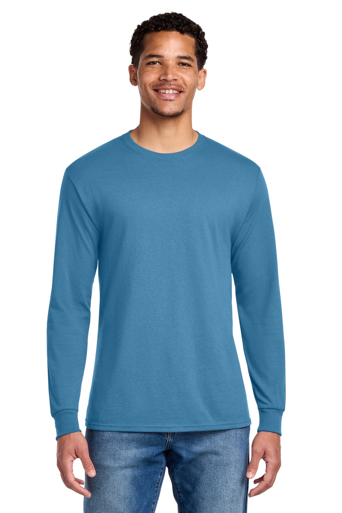 Custom Columbia Blue Cotton/Poly Long Sleeve Tee 29LS, personalized by SanCanDo Swag in Argyle, TX