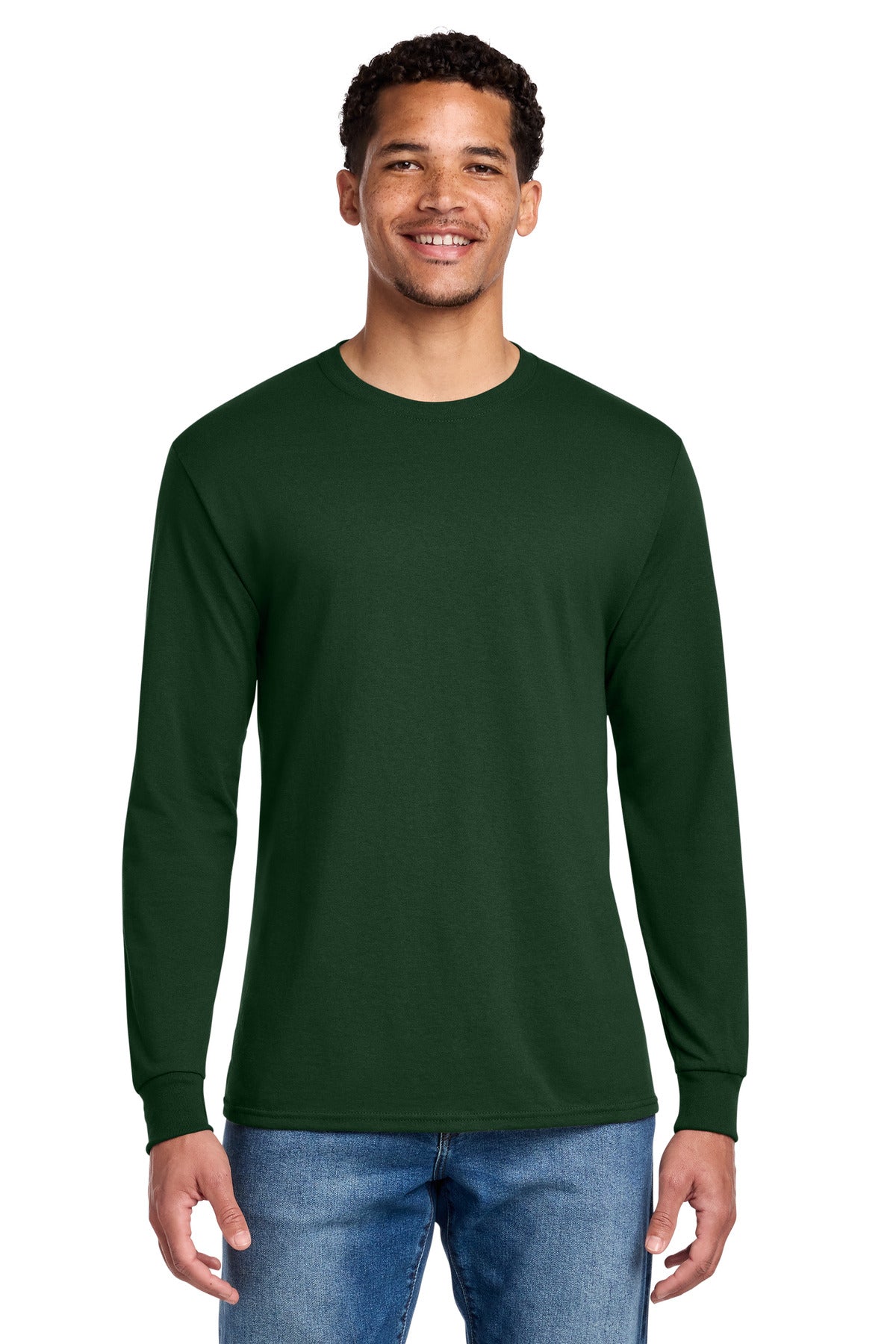 Custom Forest Green Cotton/Poly Long Sleeve Tee 29LS, personalized by SanCanDo Swag in Argyle, TX
