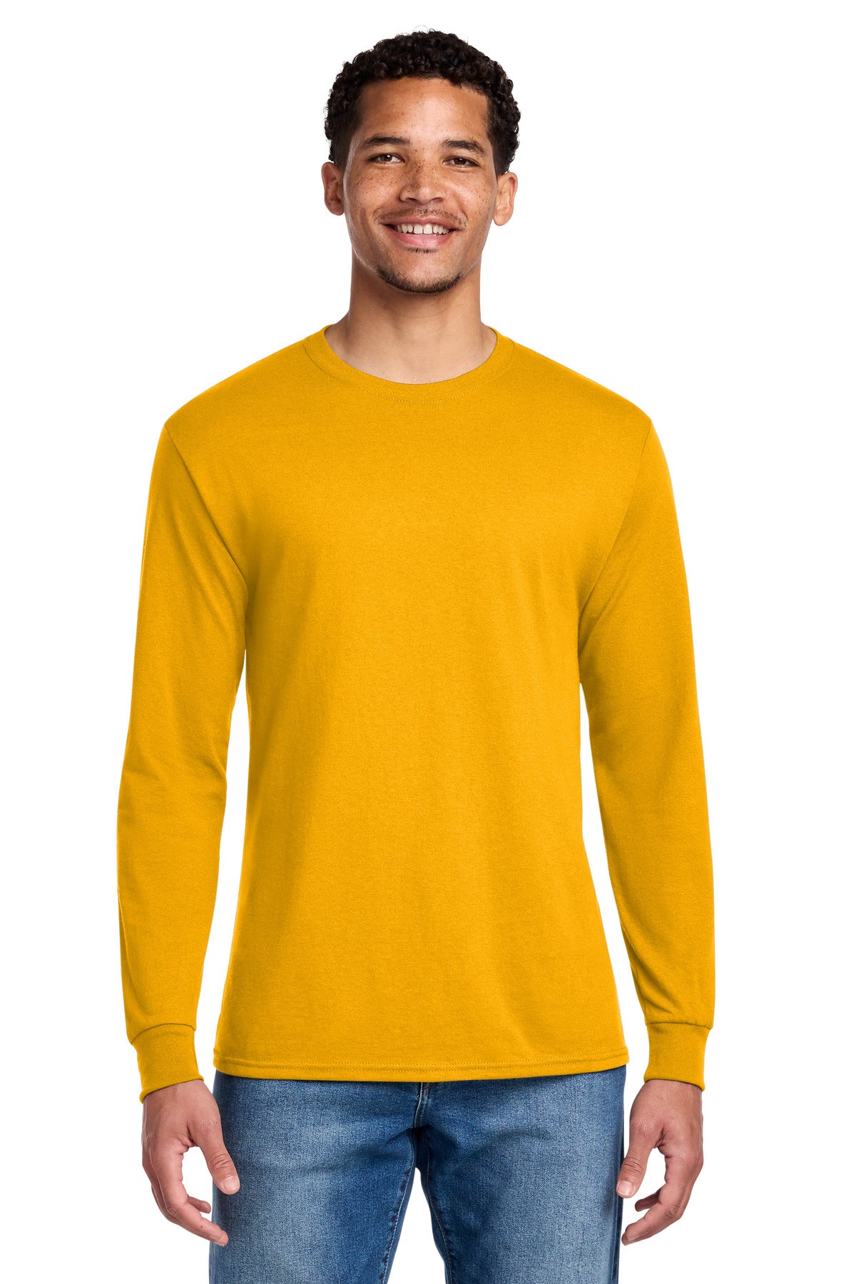 Custom Gold Cotton/Poly Long Sleeve Tee 29LS, personalized by SanCanDo Swag in Argyle, TX