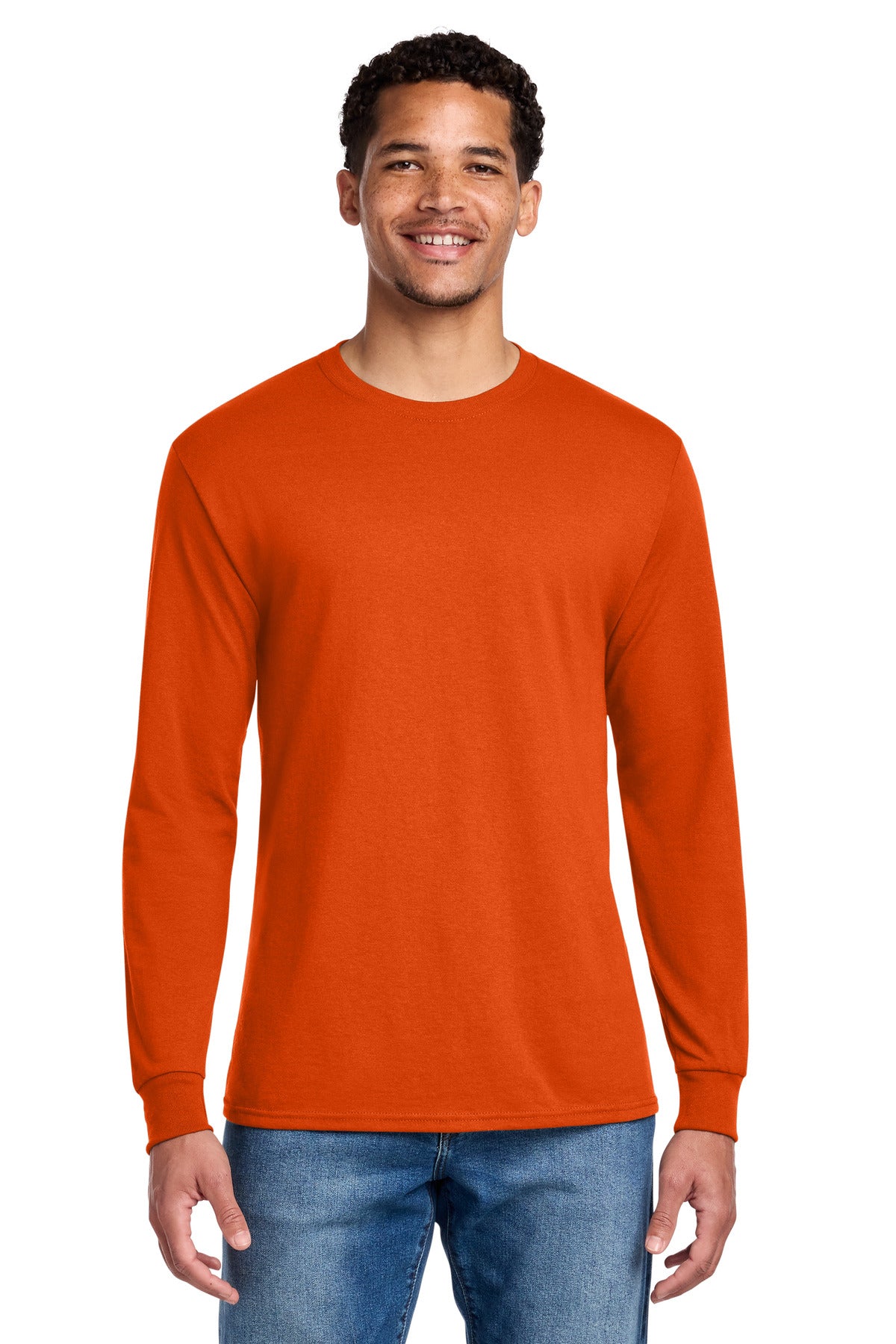 Custom Burnt Orange Cotton/Poly Long Sleeve Tee 29LS, personalized by SanCanDo Swag in Argyle, TX