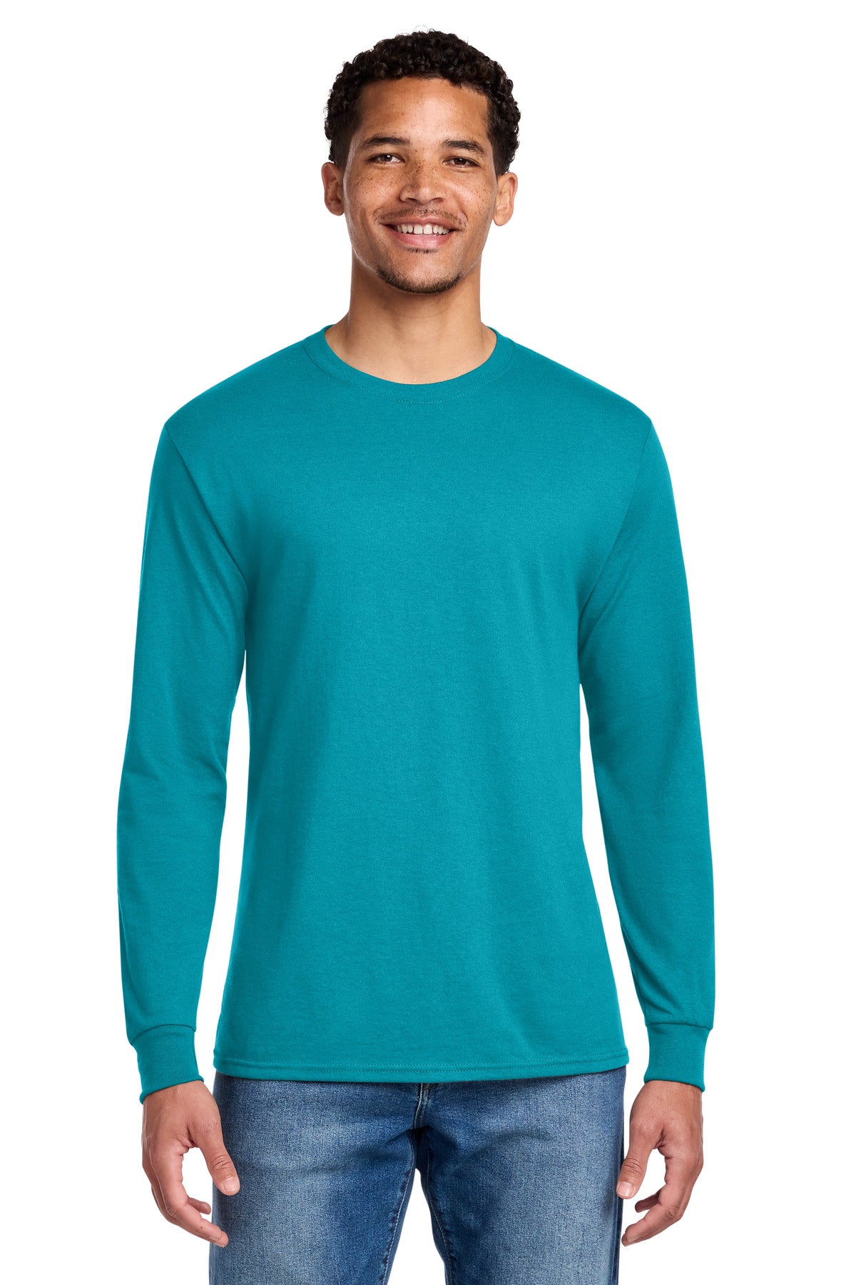 Custom California Blue Cotton/Poly Long Sleeve Tee 29LS, personalized by SanCanDo Swag in Argyle, TX