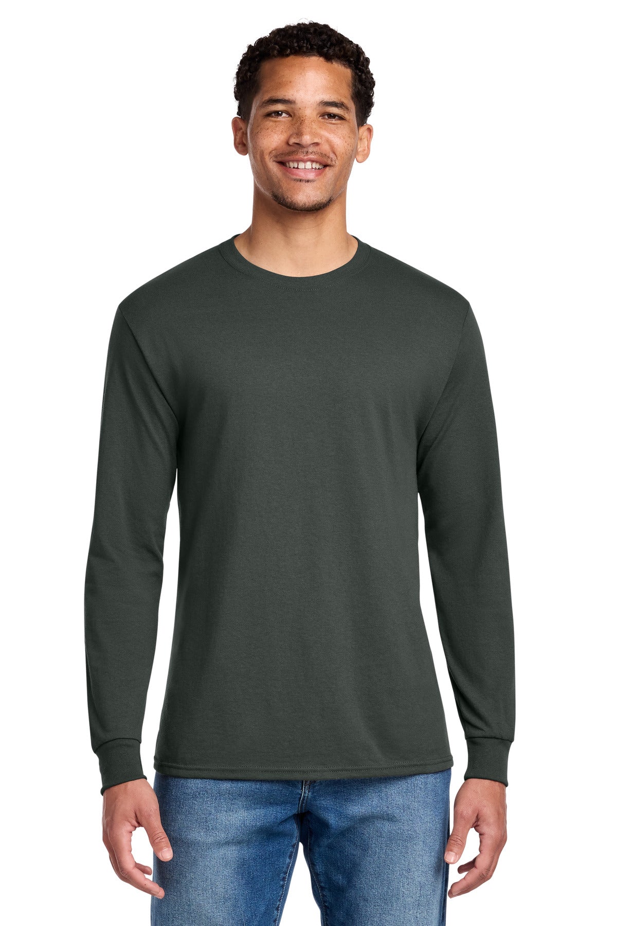 Custom Charcoal Grey Cotton/Poly Long Sleeve Tee 29LS, personalized by SanCanDo Swag in Argyle, TX