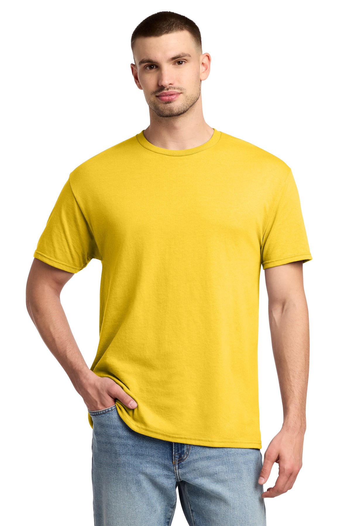 Custom Island Yellow Dri-Power 50/50 Cotton/Poly Tee 29M, personalized by SanCanDo Swag in Argyle, TX