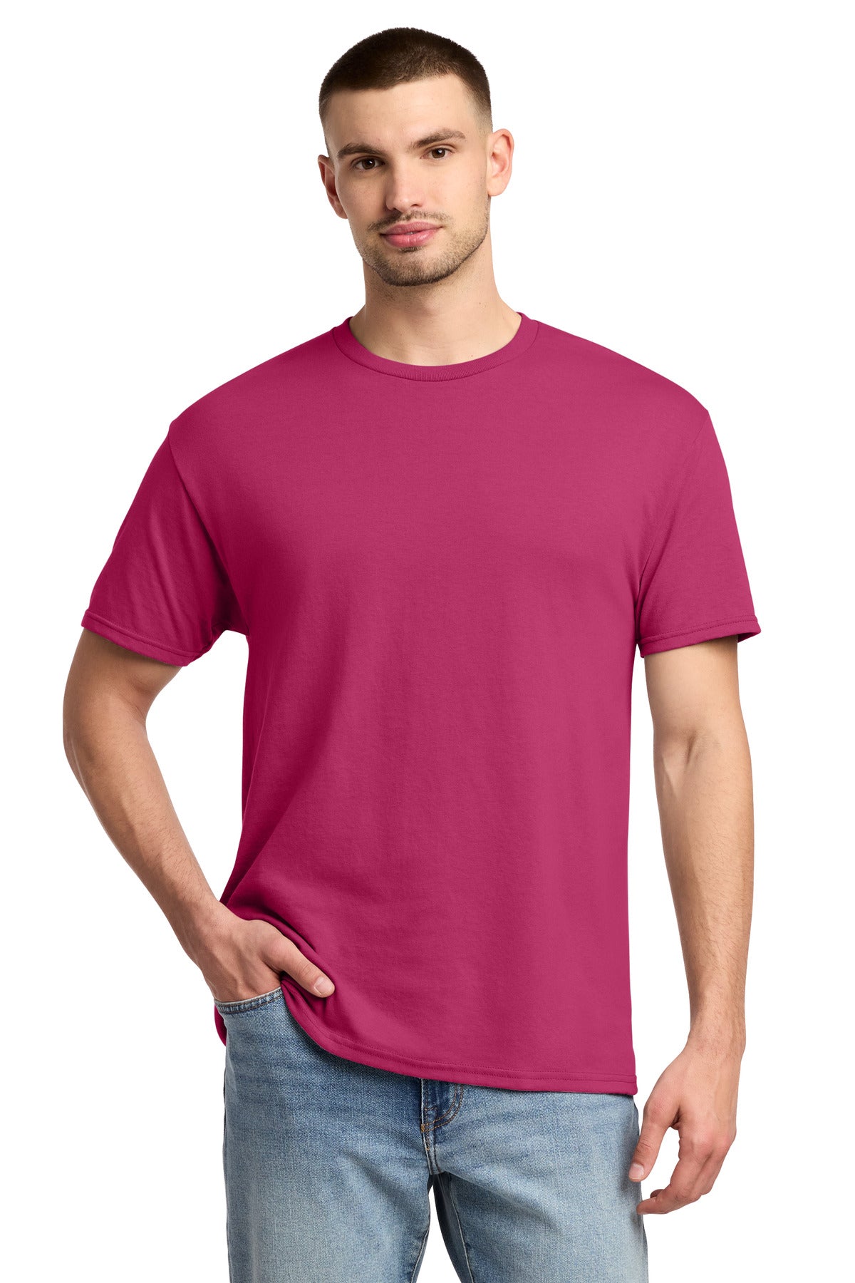 Custom Cyber Pink Dri-Power 50/50 Cotton/Poly Tee 29M, personalized by SanCanDo Swag in Argyle, TX