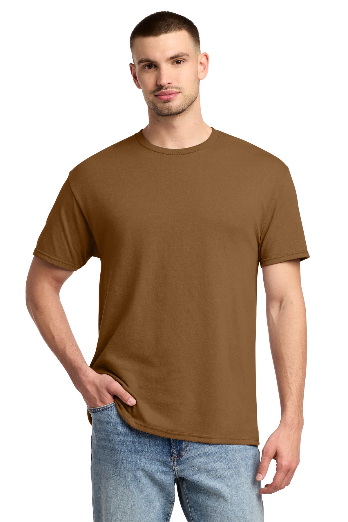 Custom Golden Pecan Dri-Power 50/50 Cotton/Poly Tee 29M, personalized by SanCanDo Swag in Argyle, TX