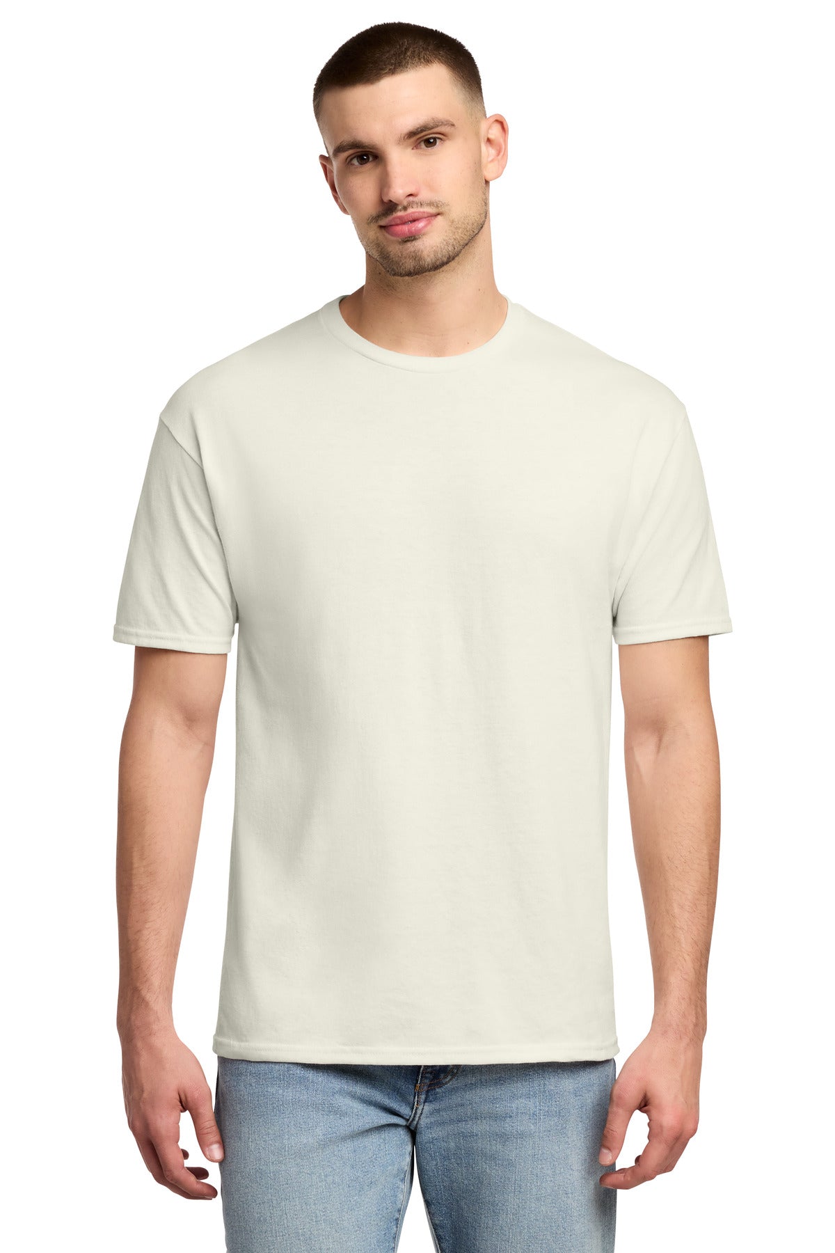 Custom Sweet Cream Heather Dri-Power 50/50 Cotton/Poly Tee 29M, personalized by SanCanDo Swag in Argyle, TX