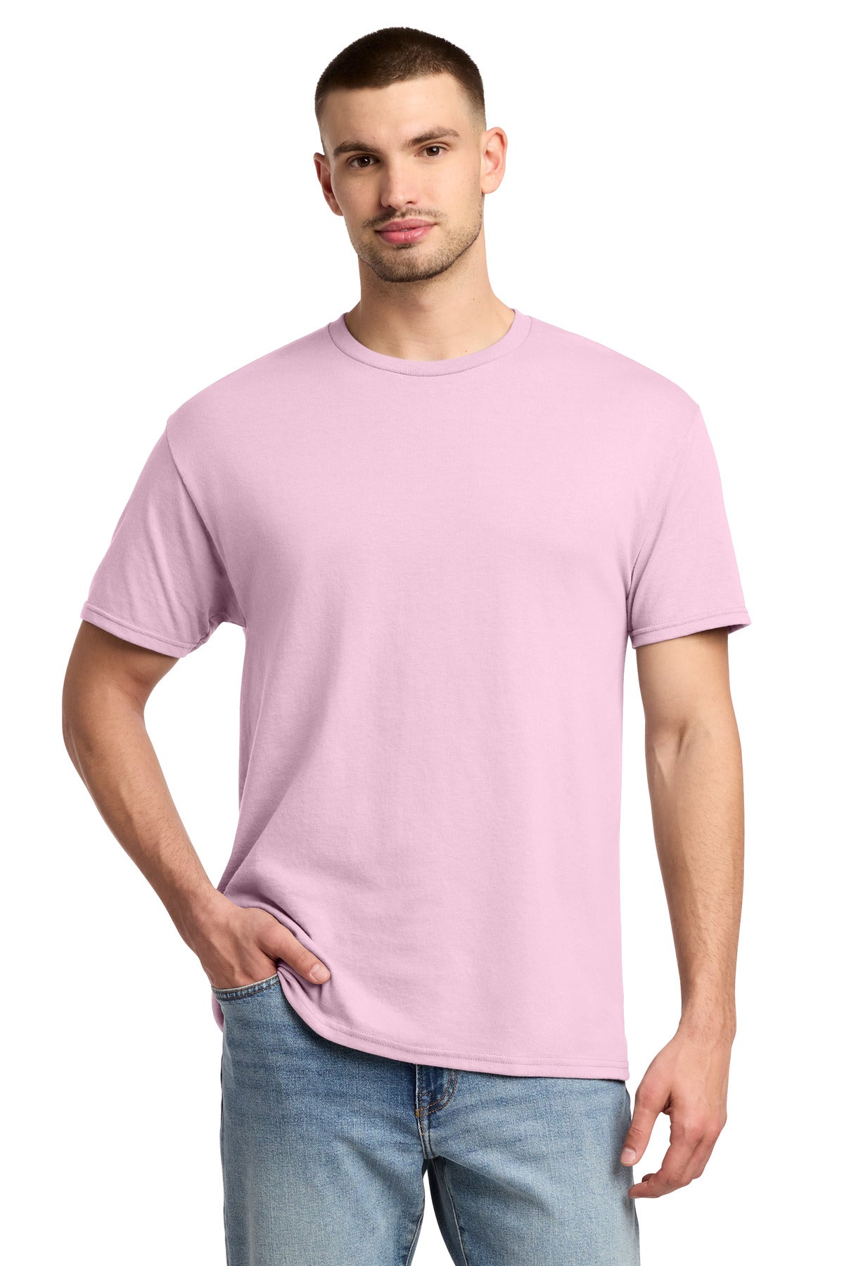 Custom Classic Pink Dri-Power 50/50 Cotton/Poly Tee 29M, personalized by SanCanDo Swag in Argyle, TX