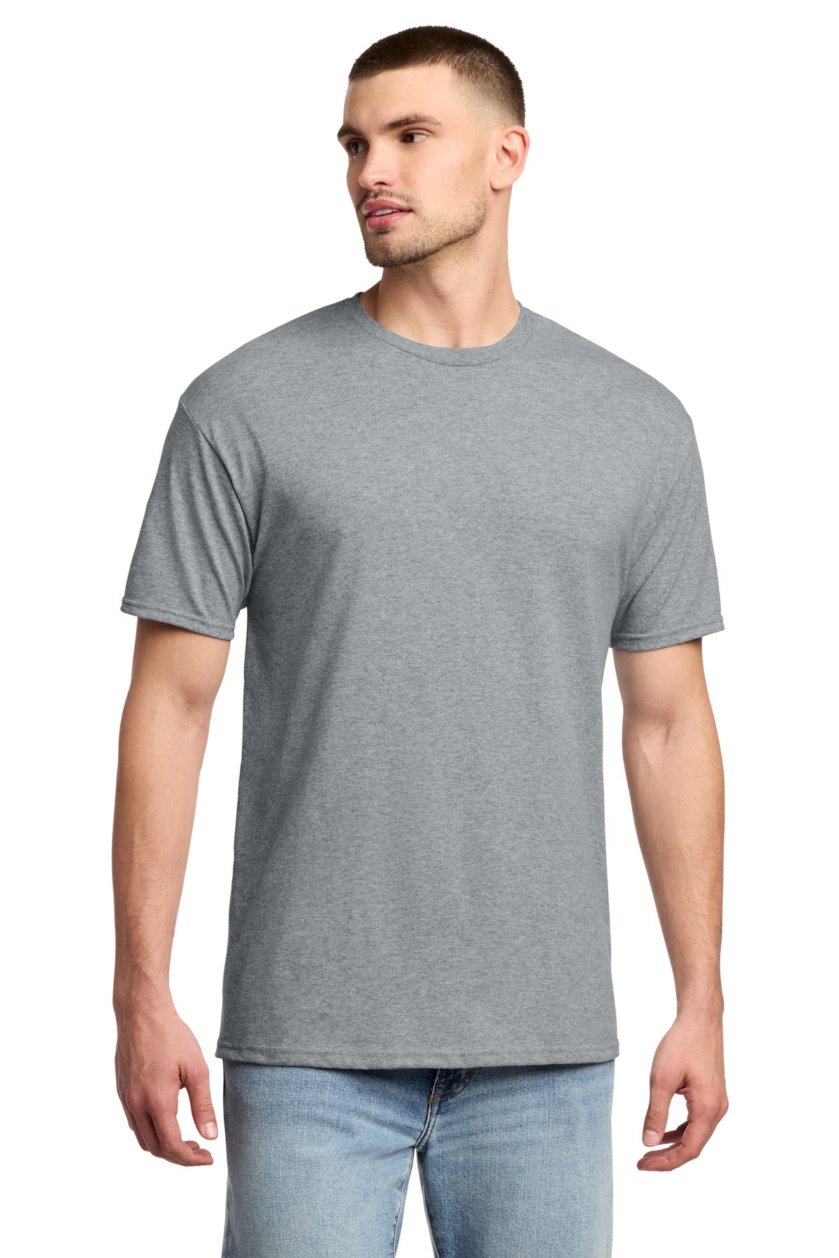 Custom Athletic Heather Dri-Power 50/50 Cotton/Poly Tee 29M, personalized by SanCanDo Swag in Argyle, TX