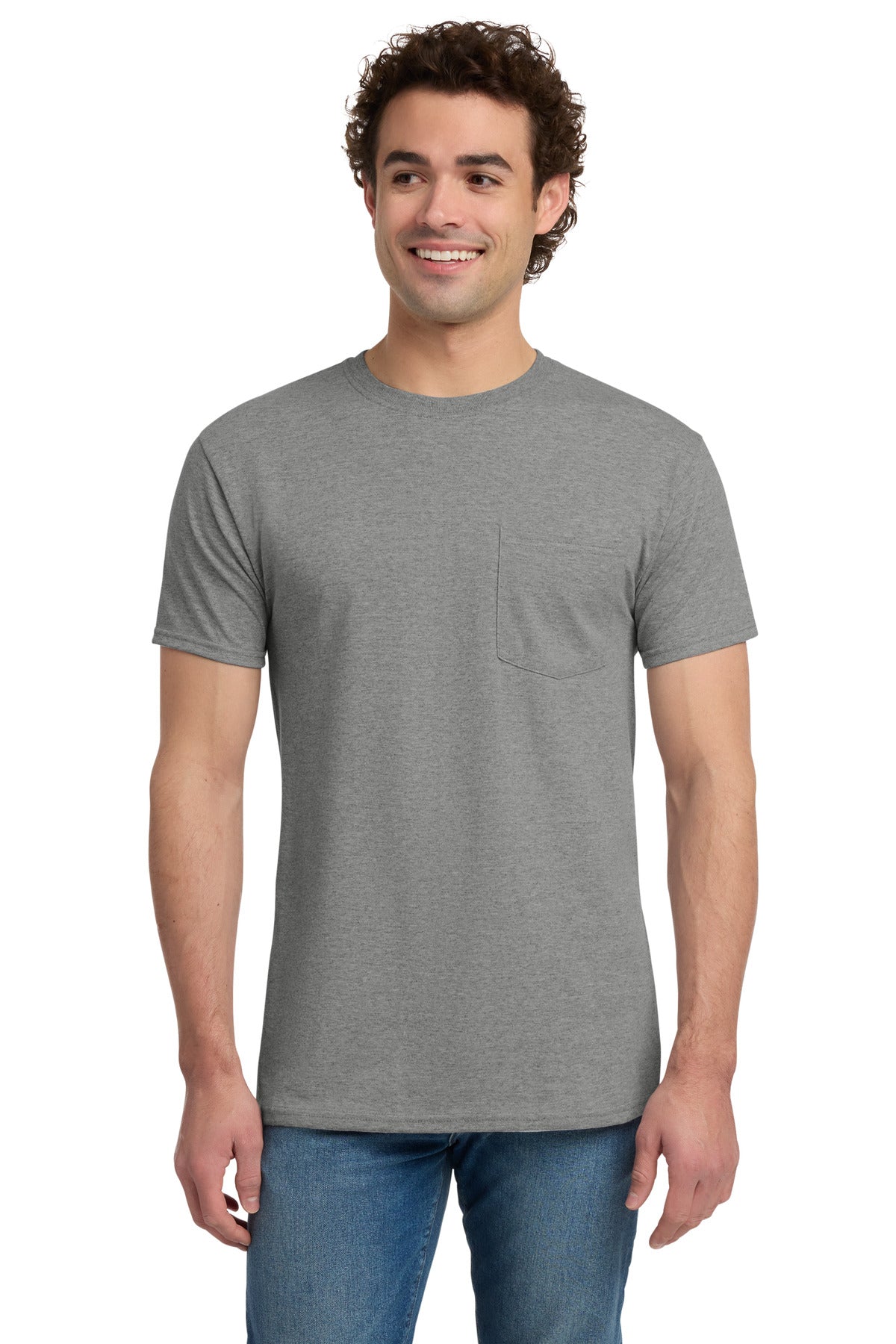 Custom Oxford Dri-Power 50/50 Cotton/Poly Pocket Tee 29MP, personalized by SanCanDo Swag in Argyle, TX