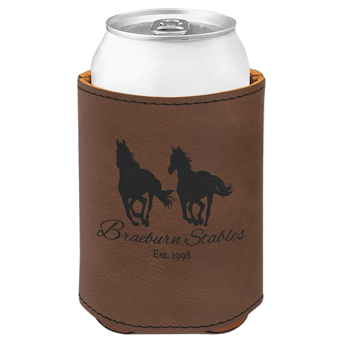 Dark Brown 3 3/4" Laserable Leatherette Beverage Holder