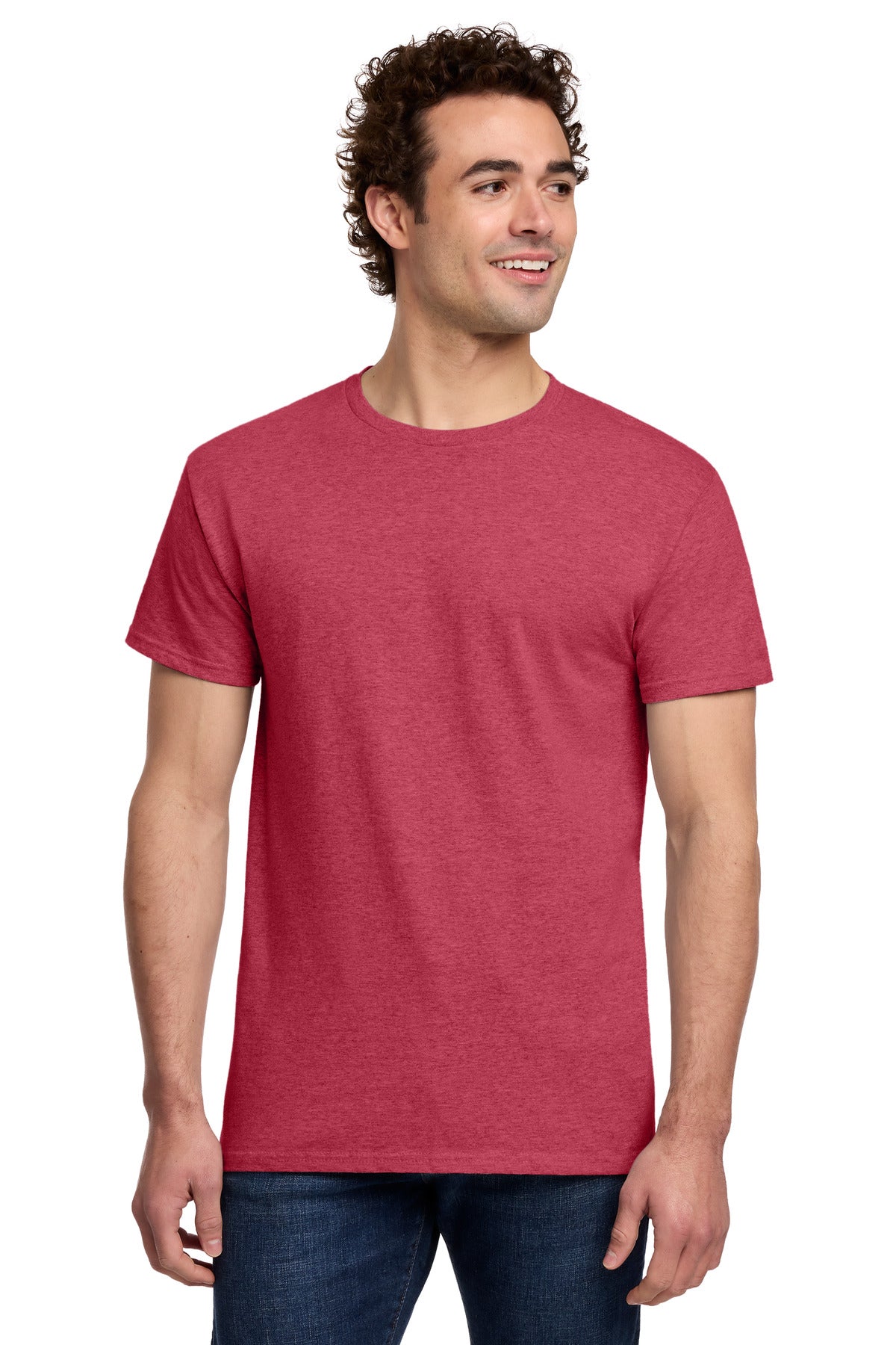 Custom Heather Red Light Cotton Tee 3000, personalized by SanCanDo Swag in Argyle, TX