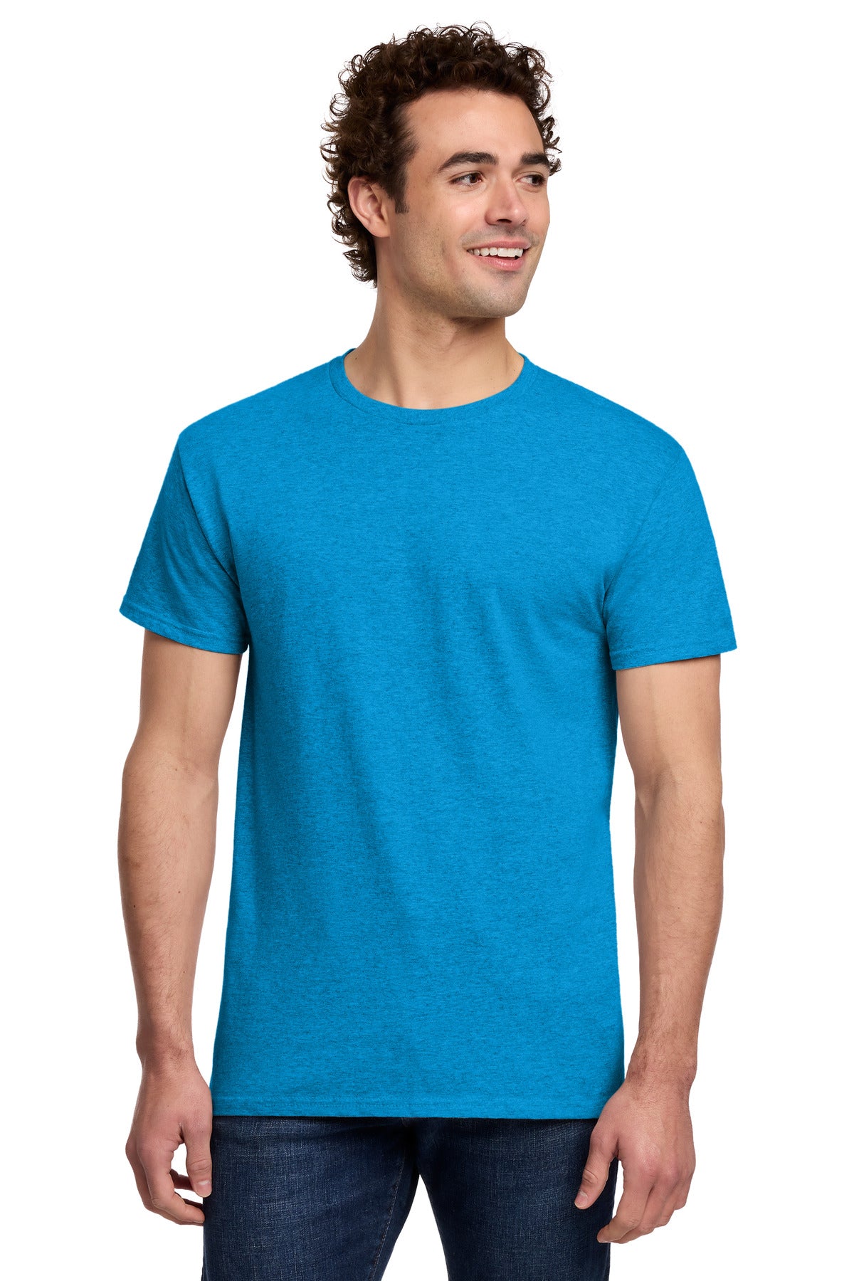 Custom Heather Sapphire Light Cotton Tee 3000, personalized by SanCanDo Swag in Argyle, TX