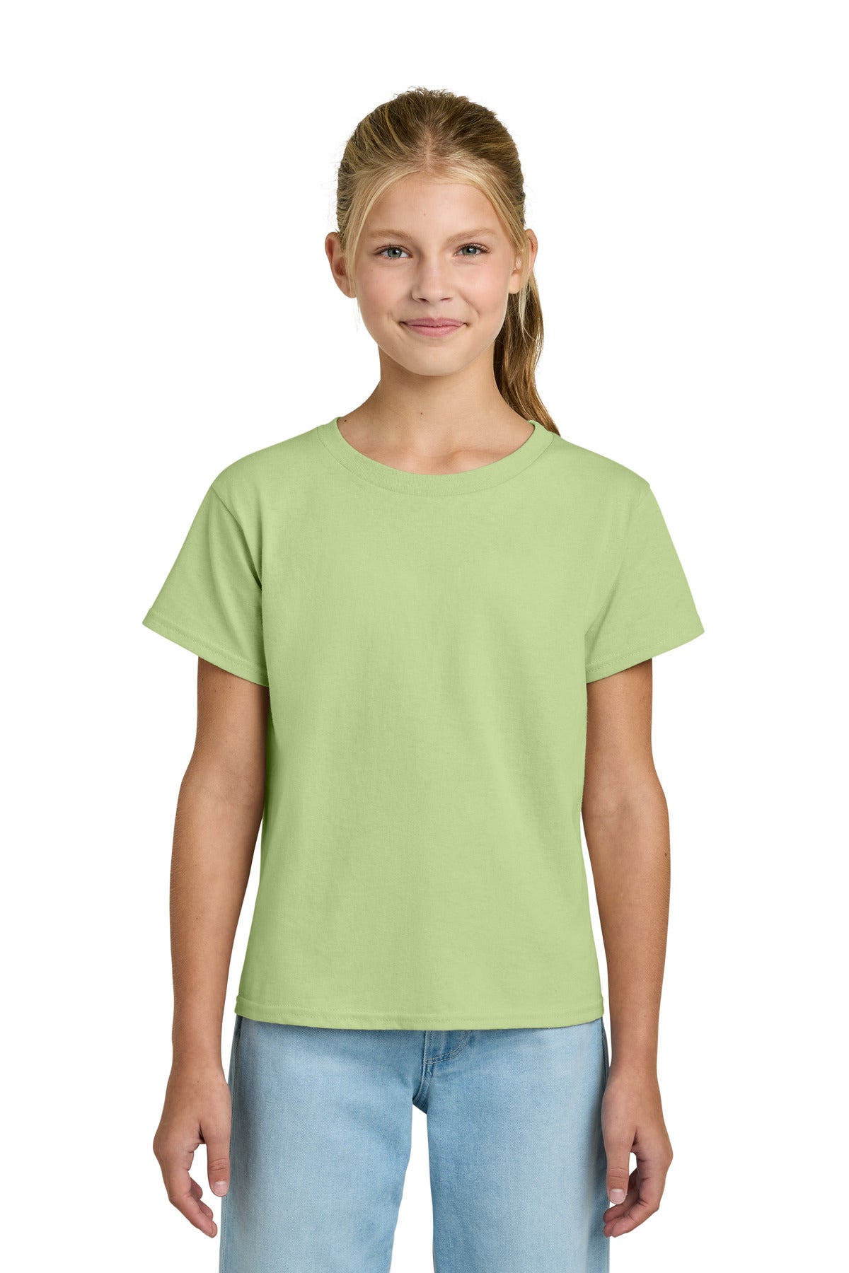 Custom Pistachio Youth Light Cotton Tee 3000B, personalized by SanCanDo Swag in Argyle, TX