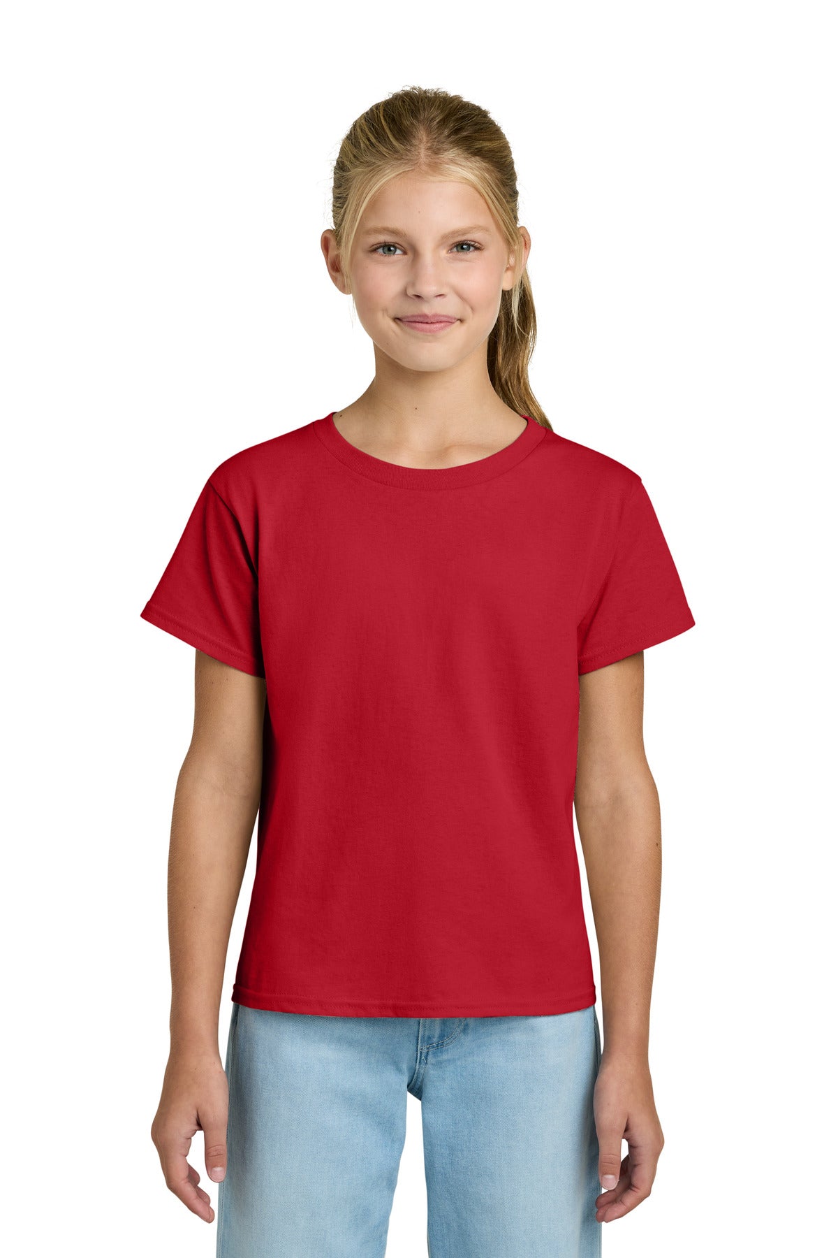Custom Red Youth Light Cotton Tee 3000B, personalized by SanCanDo Swag in Argyle, TX