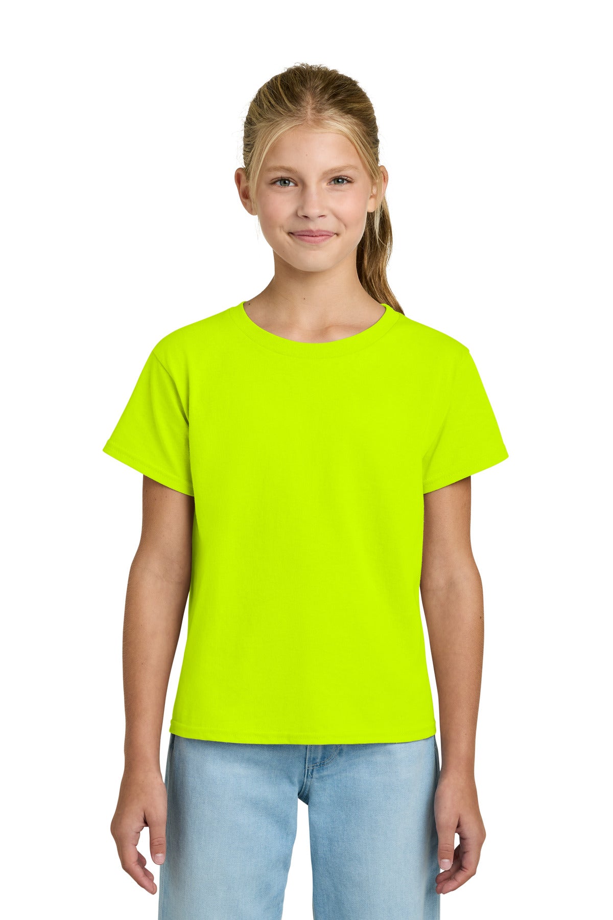 Custom Safety Green Youth Light Cotton Tee 3000B, personalized by SanCanDo Swag in Argyle, TX
