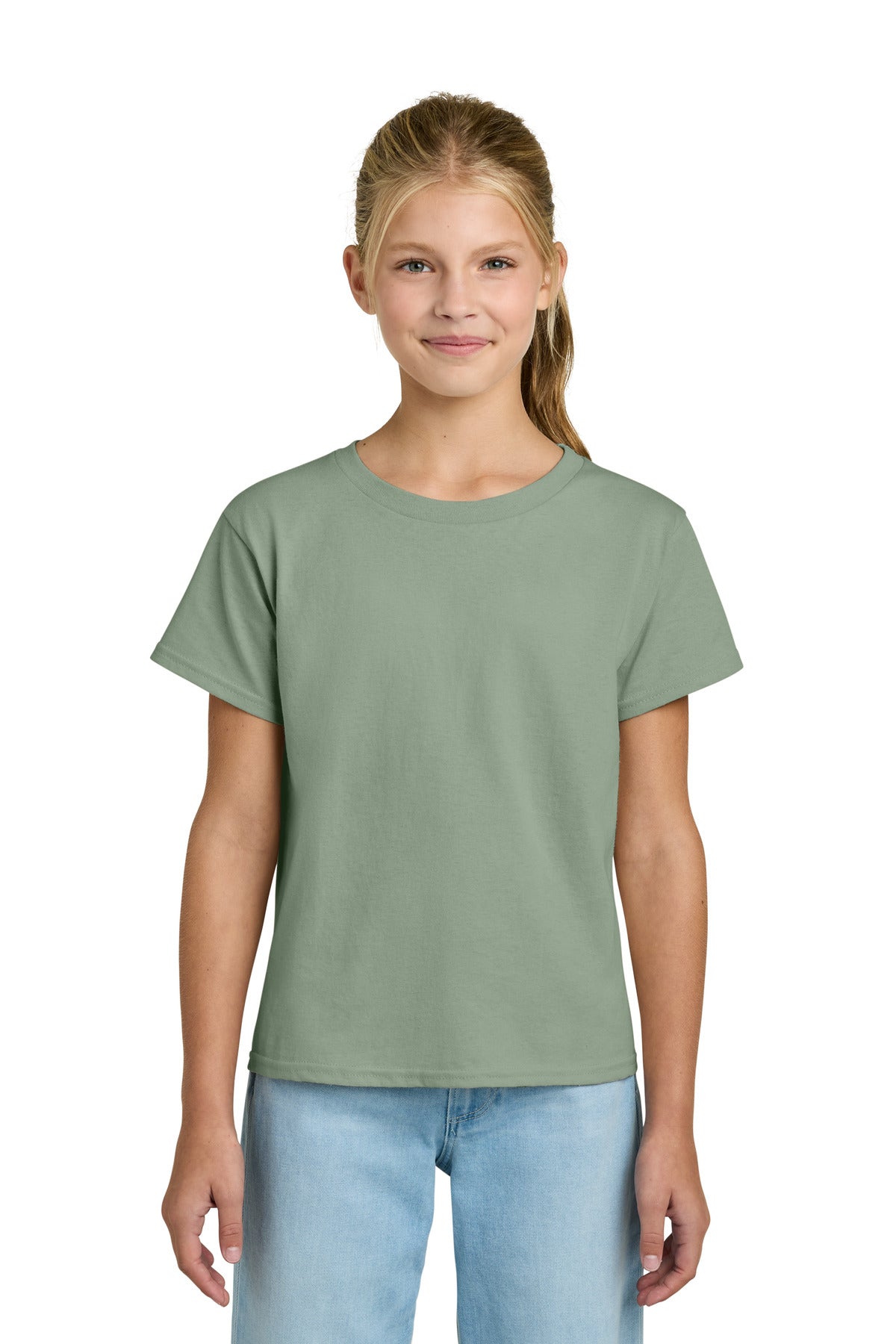 Custom Sage Youth Light Cotton Tee 3000B, personalized by SanCanDo Swag in Argyle, TX