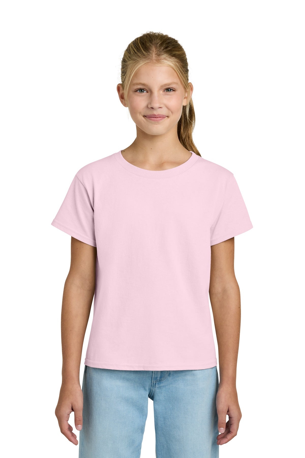 Custom Light Pink Youth Light Cotton Tee 3000B, personalized by SanCanDo Swag in Argyle, TX