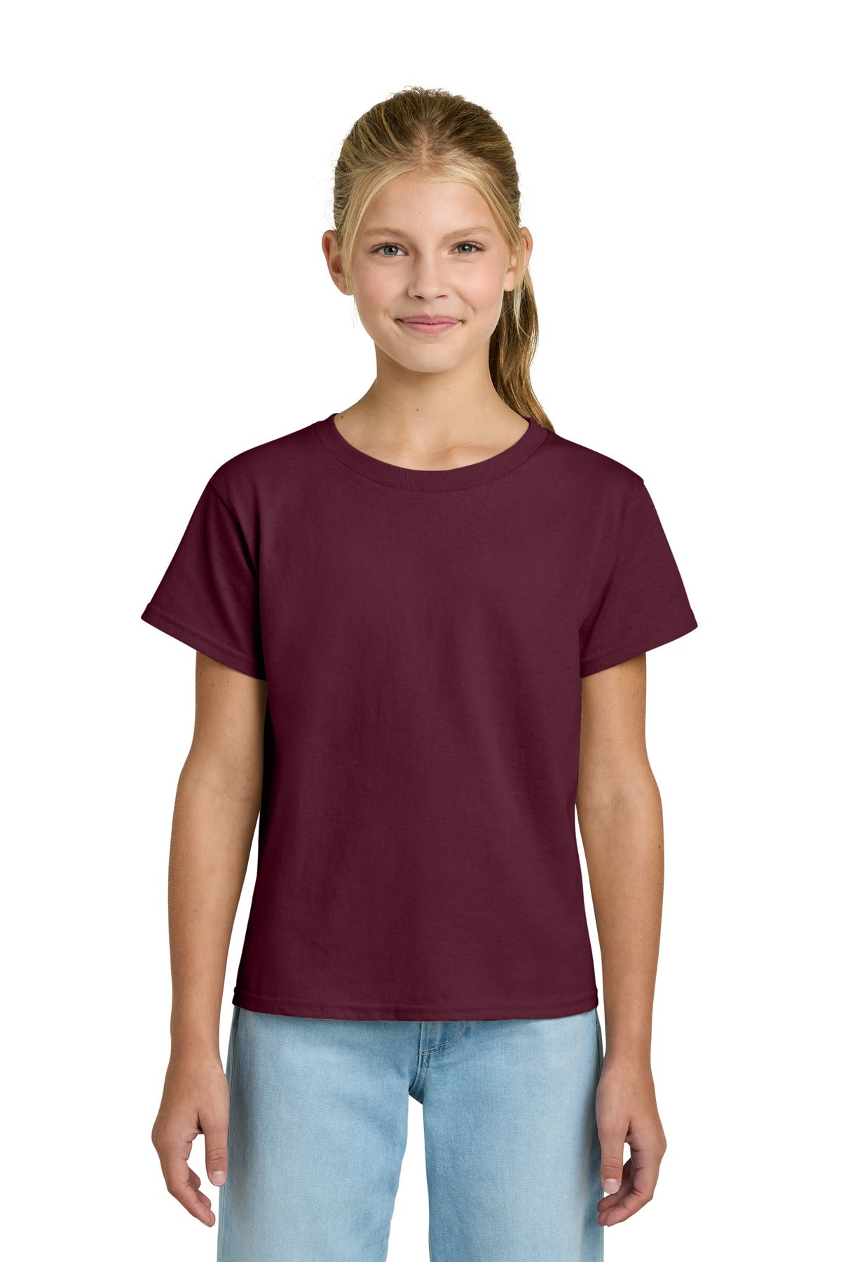 Custom Maroon Youth Light Cotton Tee 3000B, personalized by SanCanDo Swag in Argyle, TX