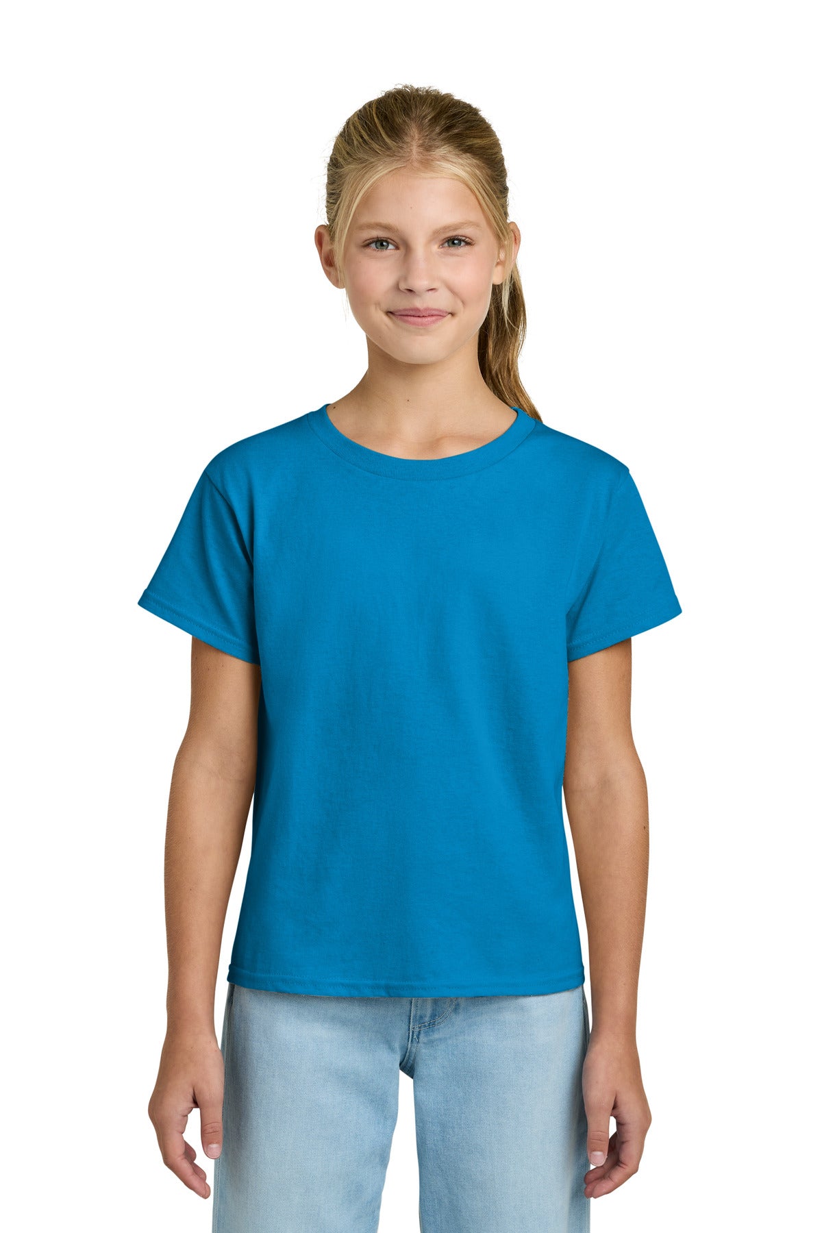 Custom Sapphire Youth Light Cotton Tee 3000B, personalized by SanCanDo Swag in Argyle, TX