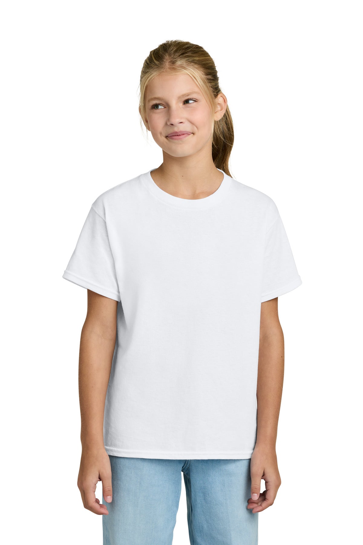 Custom White Youth Light Cotton Tee 3000B, personalized by SanCanDo Swag in Argyle, TX