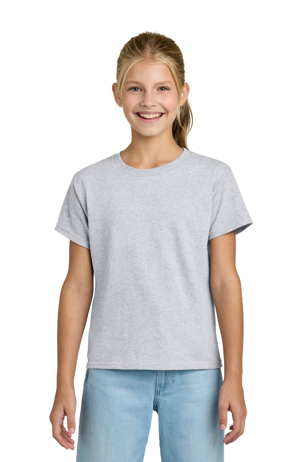 Custom Ash Grey Youth Light Cotton Tee 3000B, personalized by SanCanDo Swag in Argyle, TX