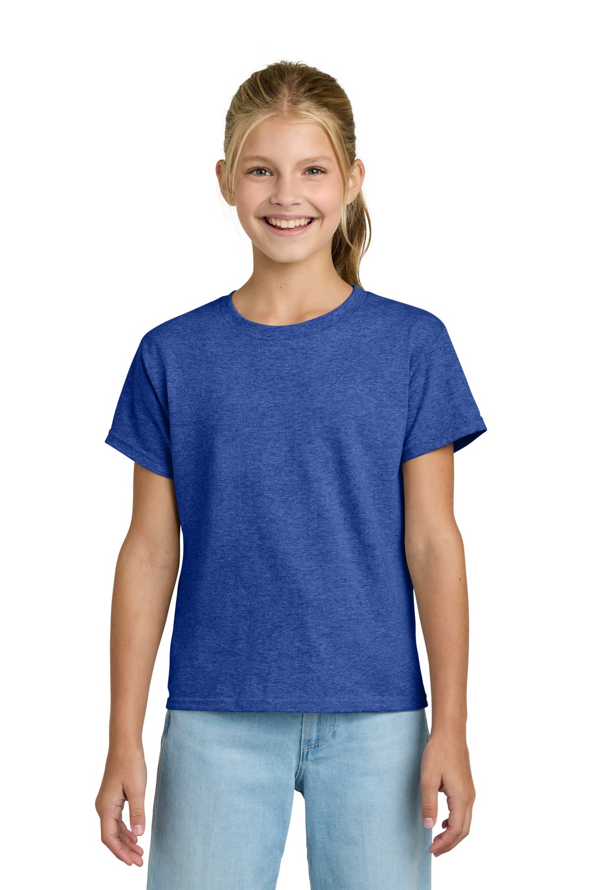 Custom Heather Royal Youth Light Cotton Tee 3000B, personalized by SanCanDo Swag in Argyle, TX