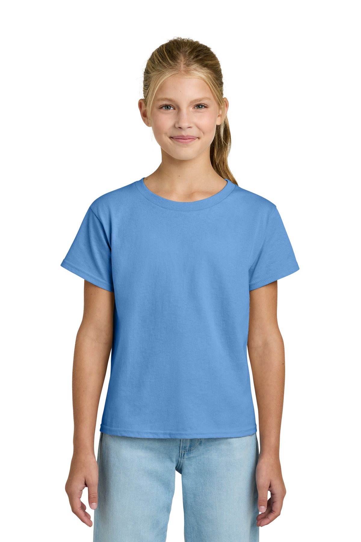 Custom Carolina Blue Youth Light Cotton Tee 3000B, personalized by SanCanDo Swag in Argyle, TX