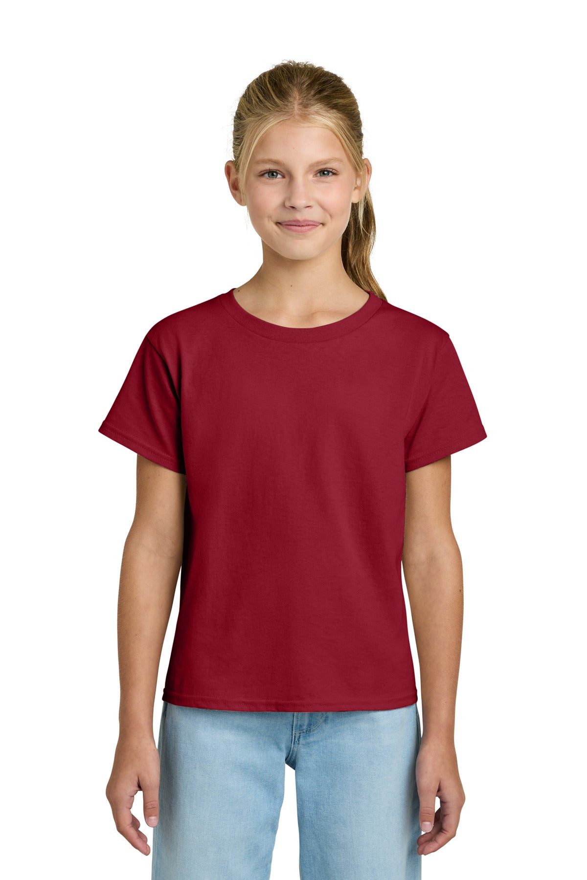 Custom Cherry Red Youth Light Cotton Tee 3000B, personalized by SanCanDo Swag in Argyle, TX