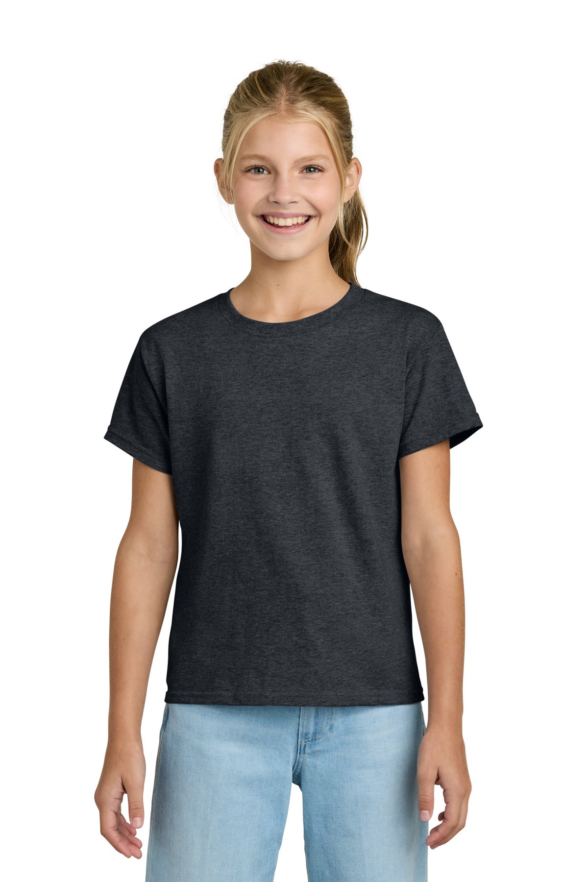 Custom Dark Heather Youth Light Cotton Tee 3000B, personalized by SanCanDo Swag in Argyle, TX