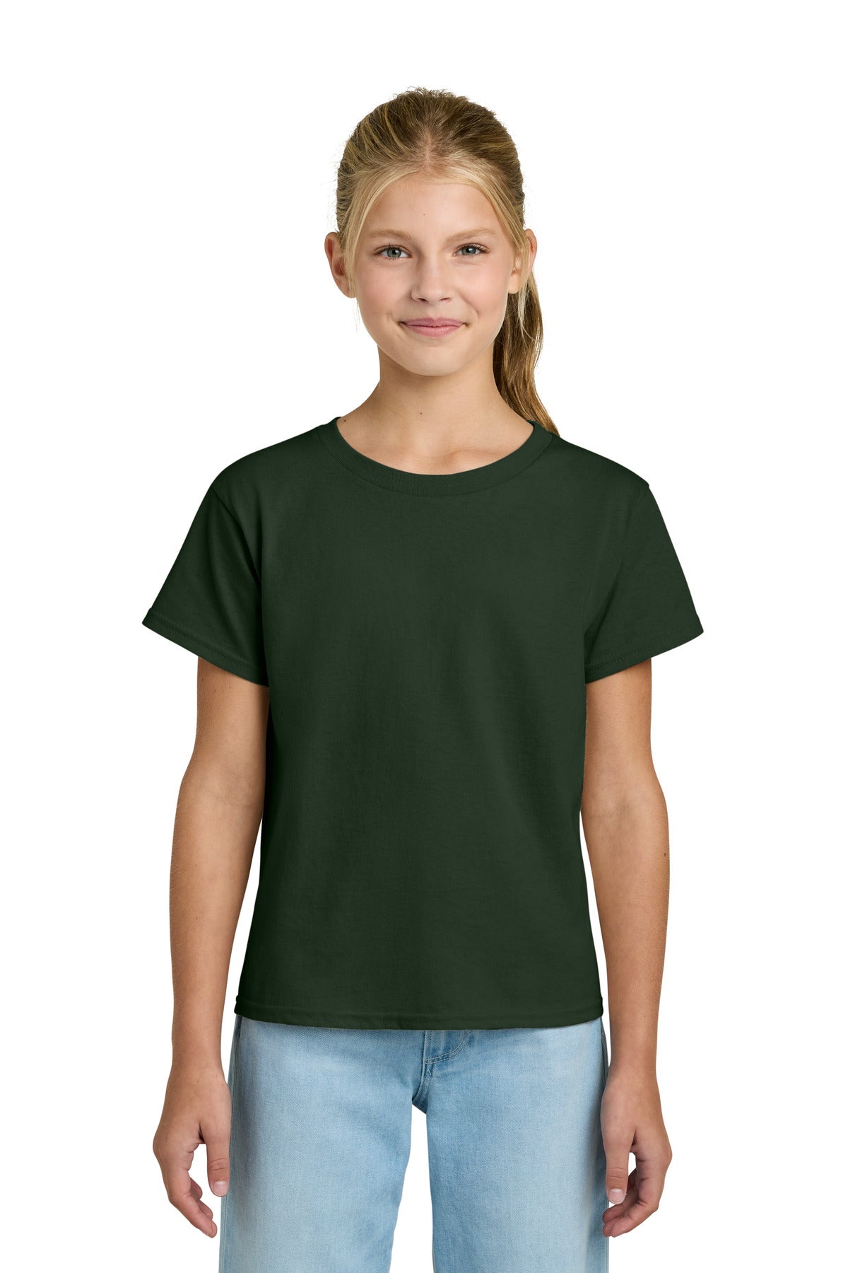 Custom Forest Green Youth Light Cotton Tee 3000B, personalized by SanCanDo Swag in Argyle, TX
