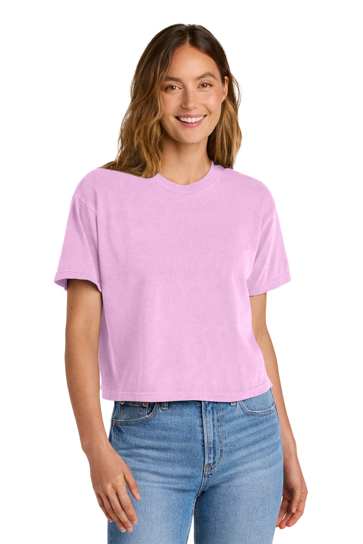 Custom Rose Quartz Women's Heavyweight Boxy Tee 3023CL, personalized by SanCanDo Swag in Argyle, TX