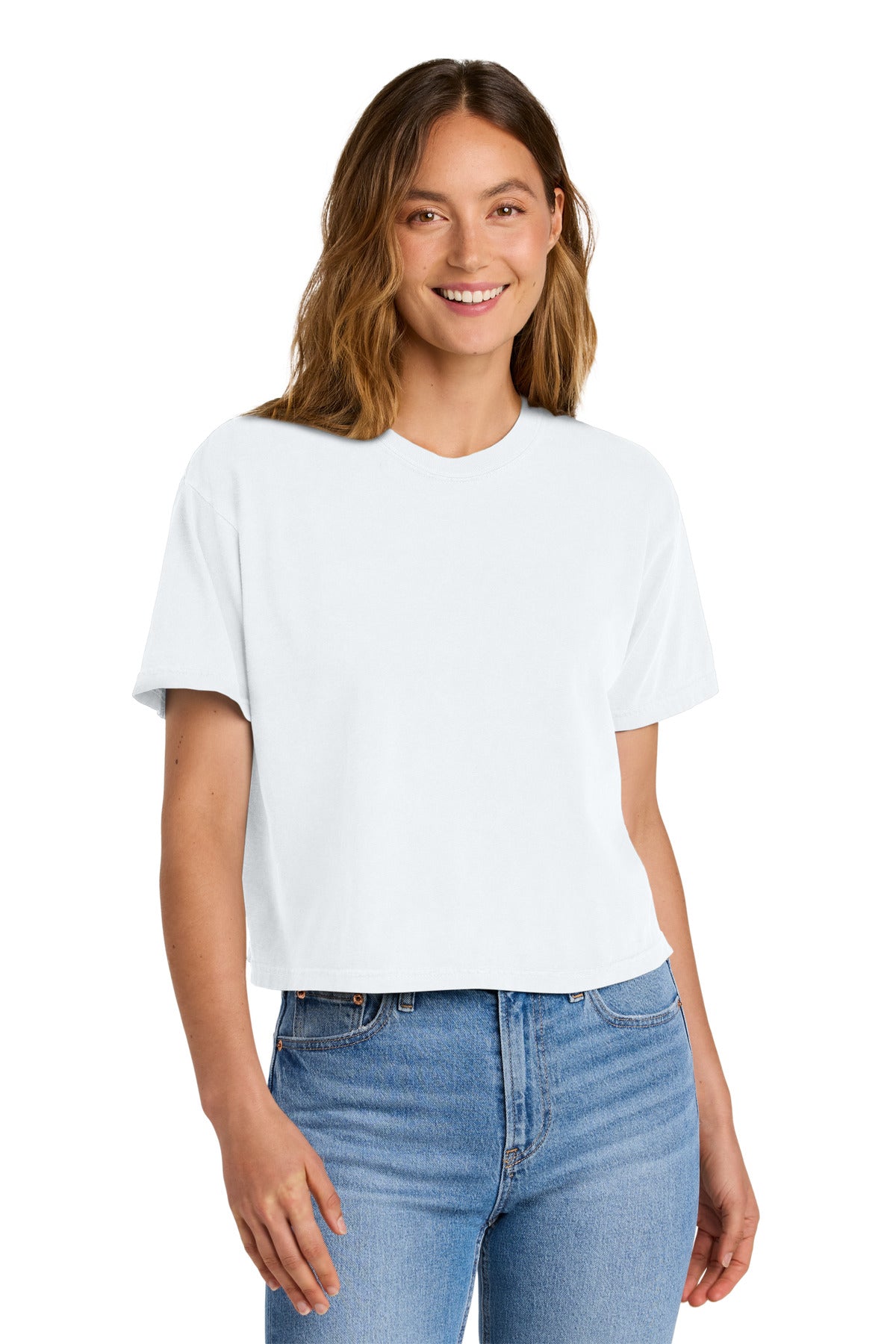 Custom White Women's Heavyweight Boxy Tee 3023CL, personalized by SanCanDo Swag in Argyle, TX
