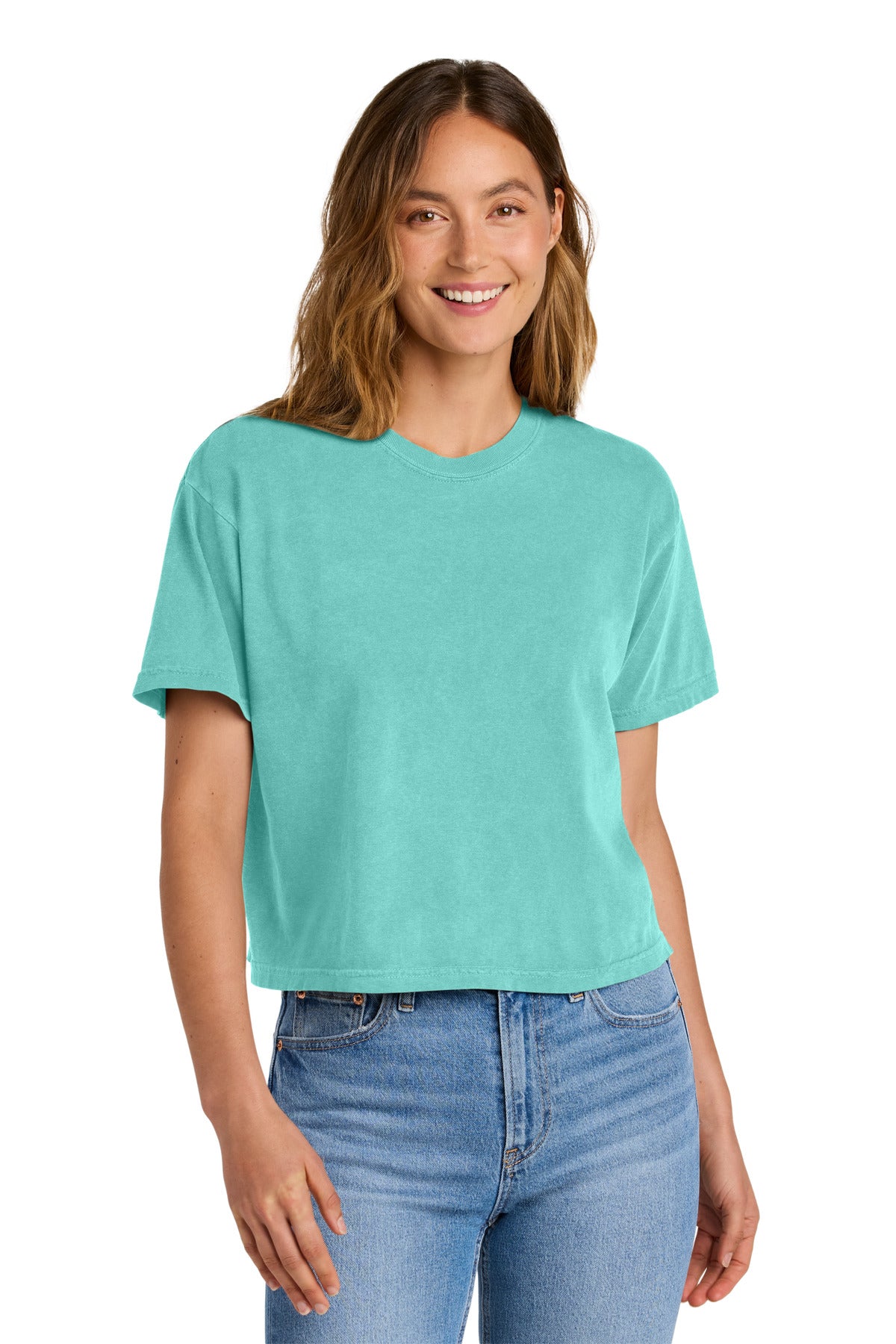 Custom Chalky Mint Women's Heavyweight Boxy Tee 3023CL, personalized by SanCanDo Swag in Argyle, TX