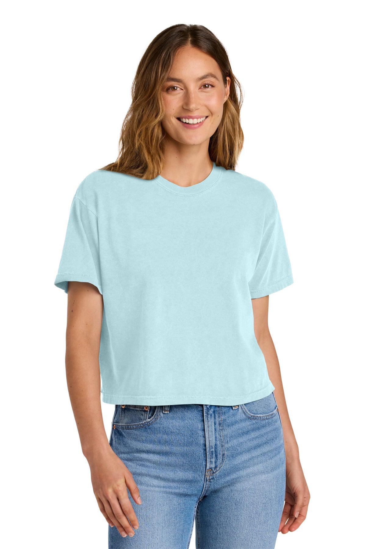 Custom Chambray Women's Heavyweight Boxy Tee 3023CL, personalized by SanCanDo Swag in Argyle, TX