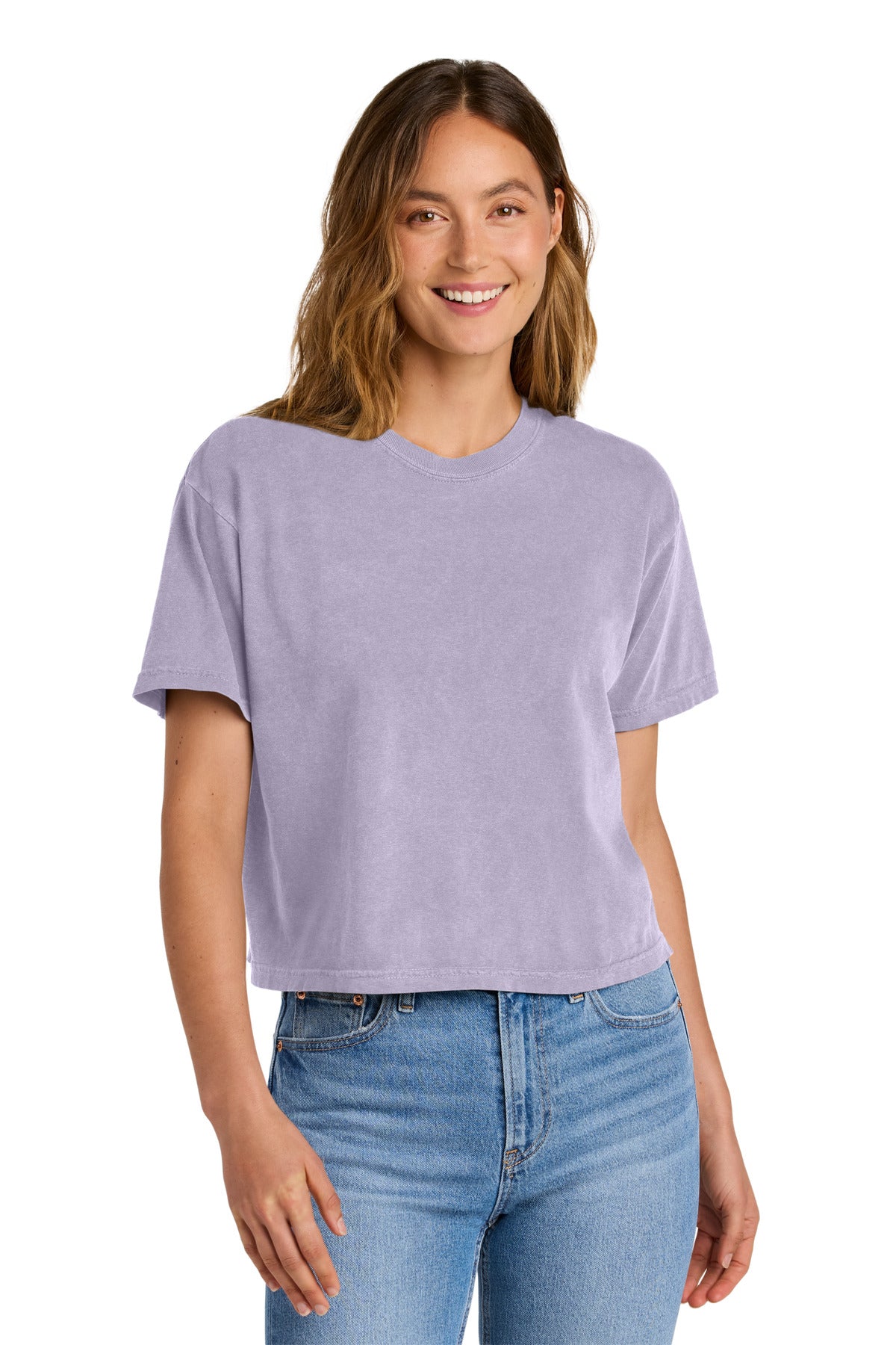 Custom Orchid Women's Heavyweight Boxy Tee 3023CL, personalized by SanCanDo Swag in Argyle, TX