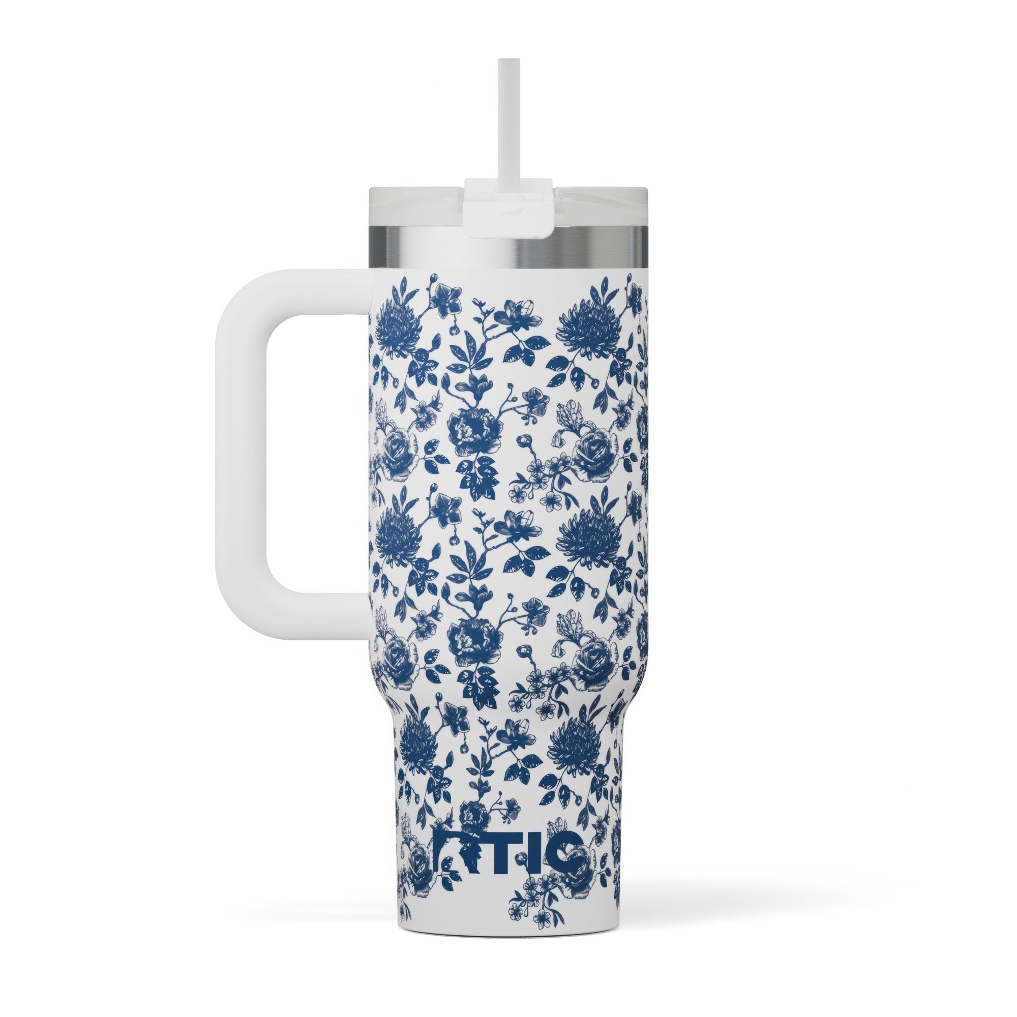 Custom Blue Bouquet RTIC 30 oz Road Trip Tumbler, personalized by SanCanDo Swag in Argyle, TX