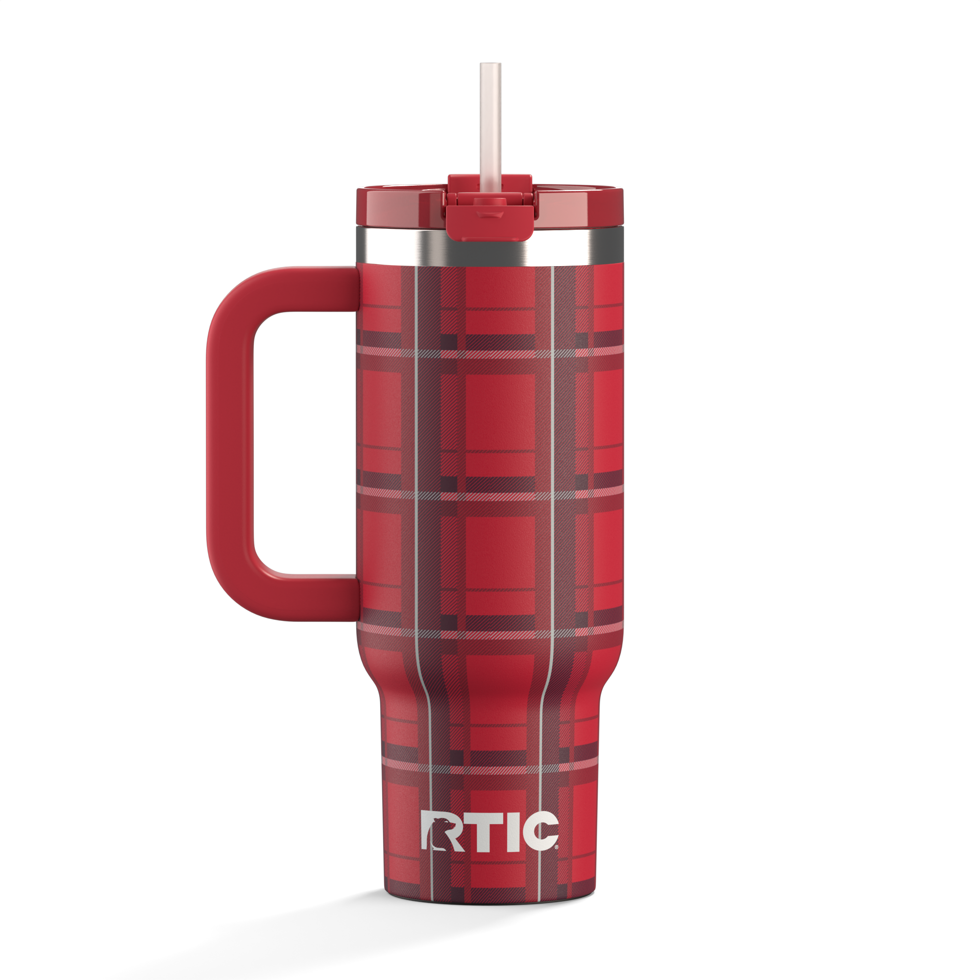 Custom Red Plaid RTIC 30 oz Road Trip Tumbler, personalized by SanCanDo Swag in Argyle, TX