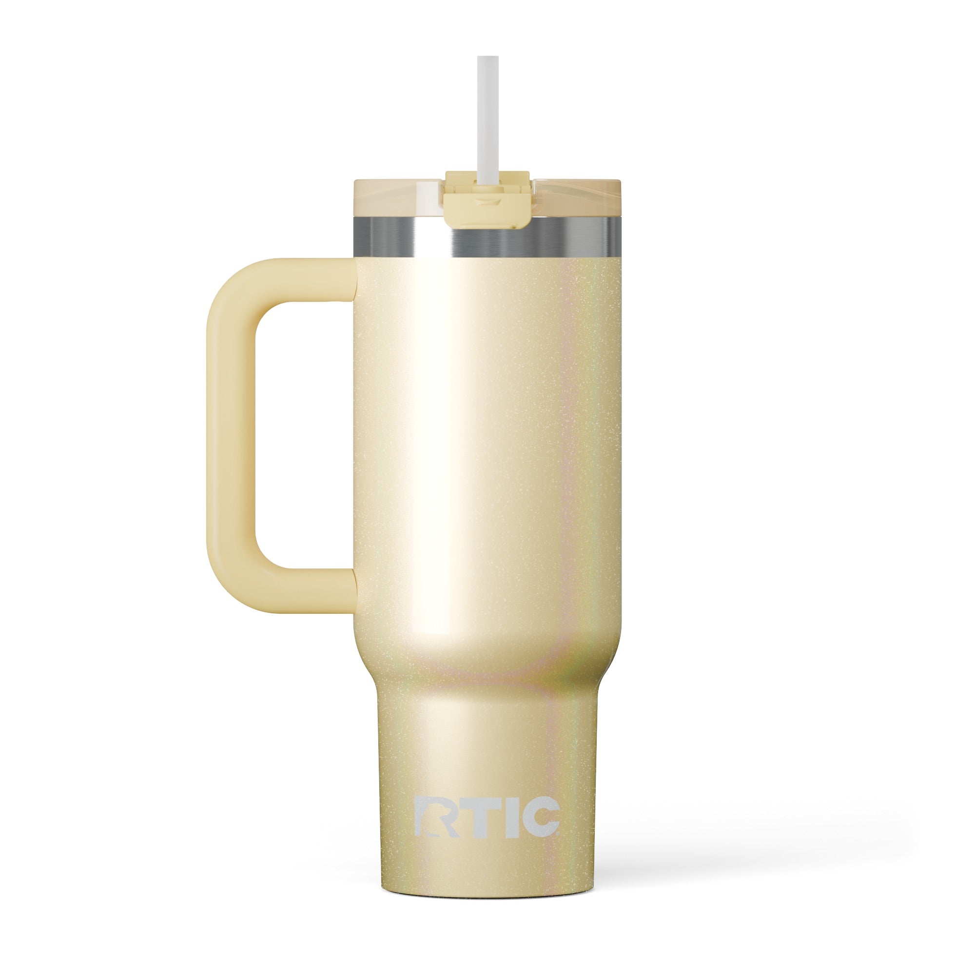 Custom Sunlight Glitter RTIC 30 oz Road Trip Tumbler, personalized by SanCanDo Swag in Argyle, TX